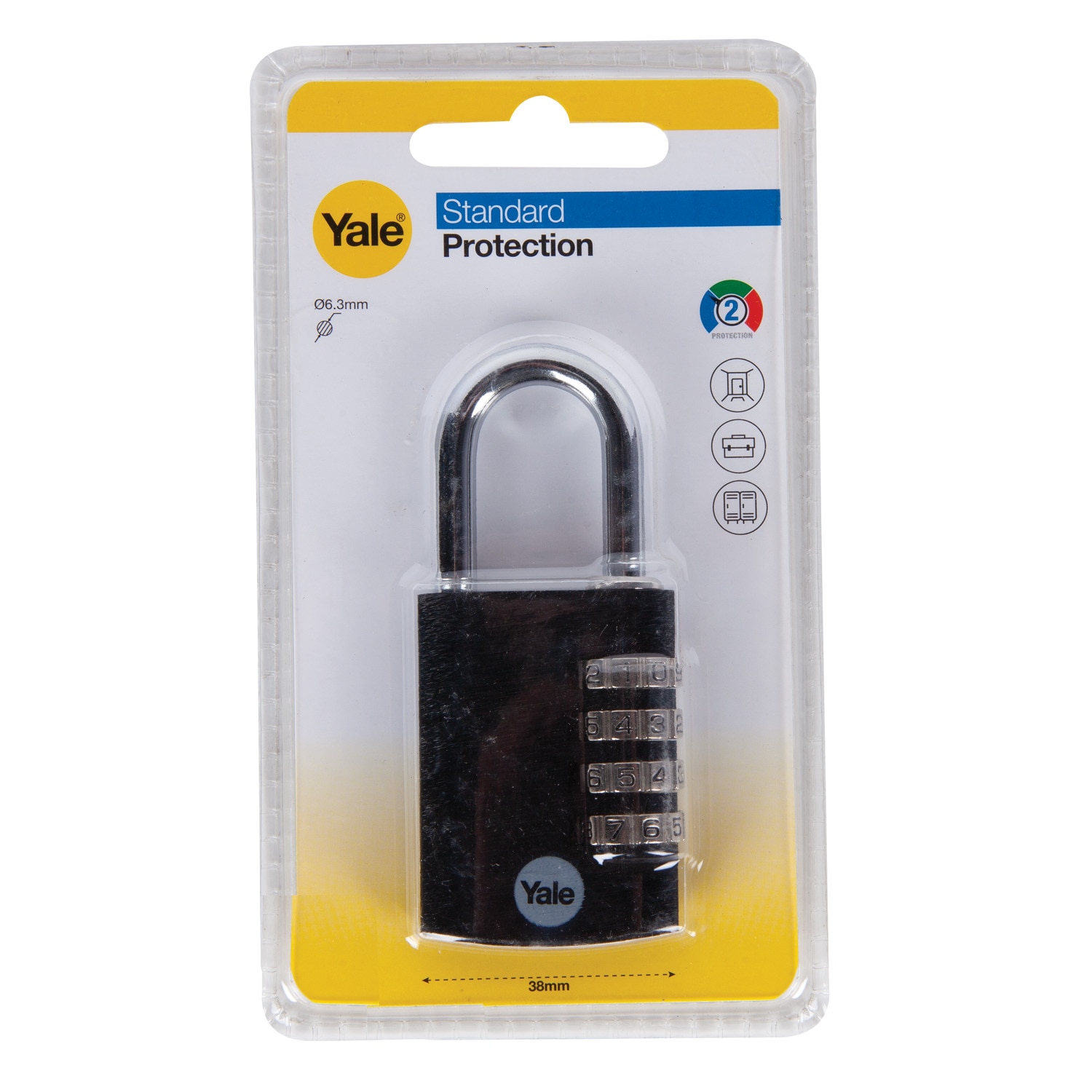 Yale Lacat Cu Cifru Negru 38Mm