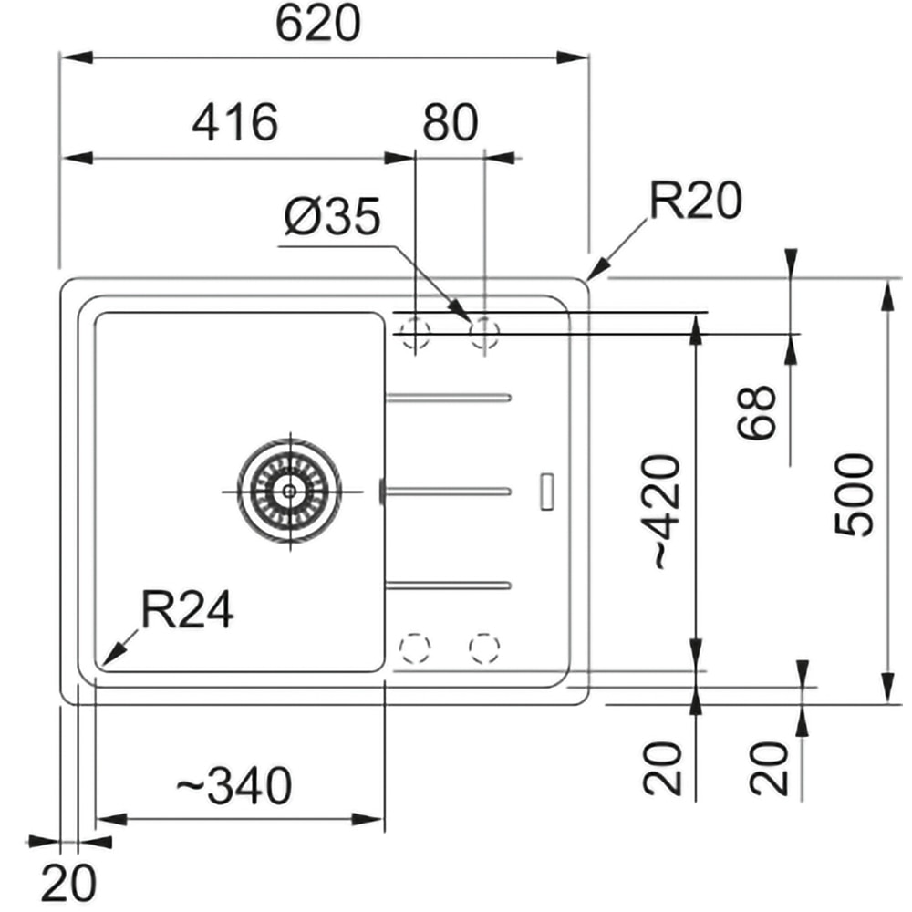 Pachet chiuveta FRANKE BFG 611-62, 1 cuva, picurator reversibil, granit + baterie Novara, negru