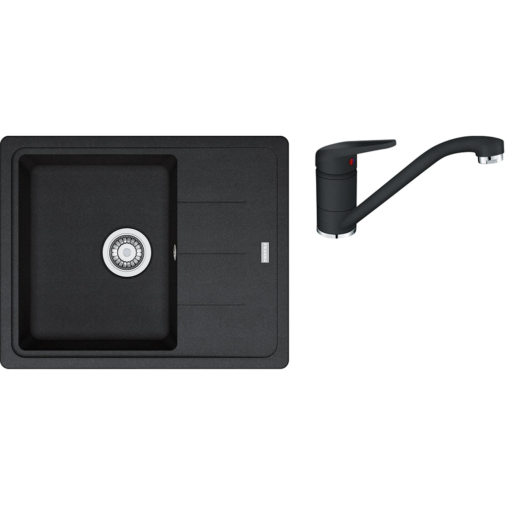 Pachet chiuveta FRANKE BFG 611-62, 1 cuva, picurator reversibil, granit + baterie Novara, negru