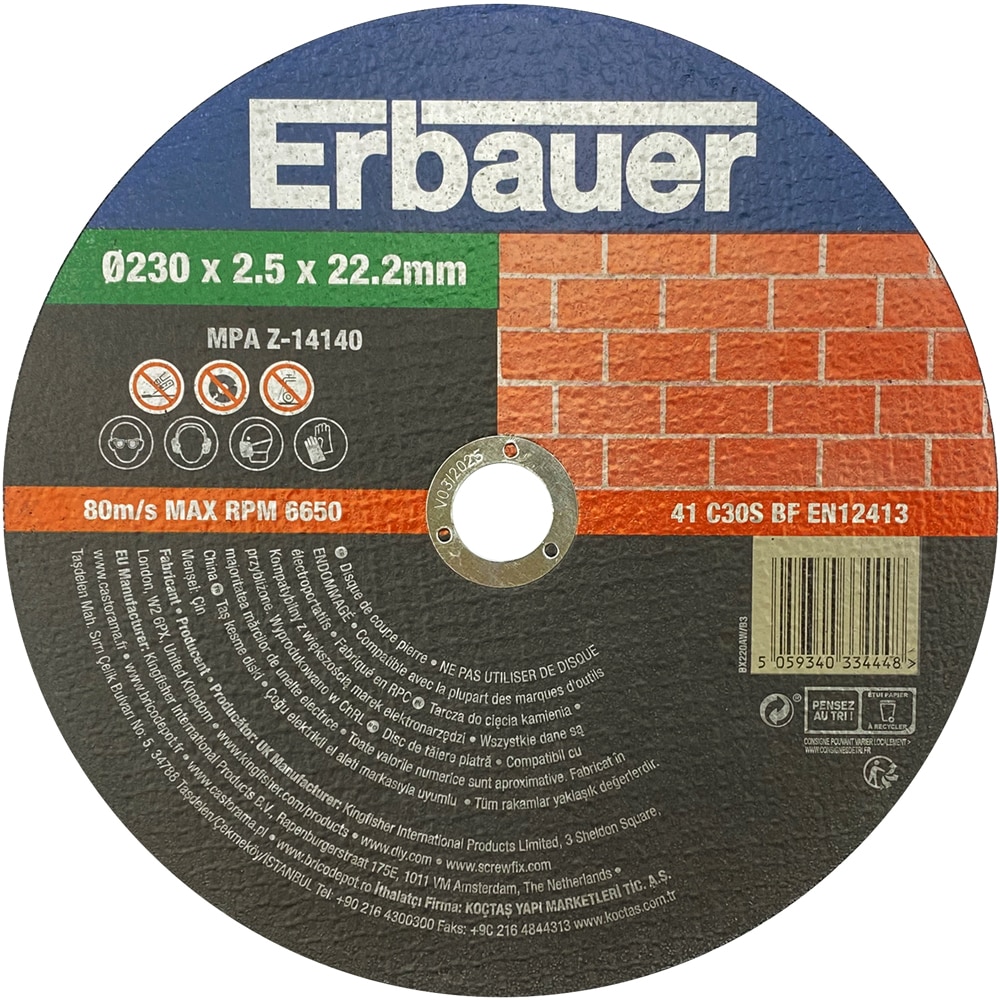 Disc polizor ERBAUER, piatra, 230x22.2mm