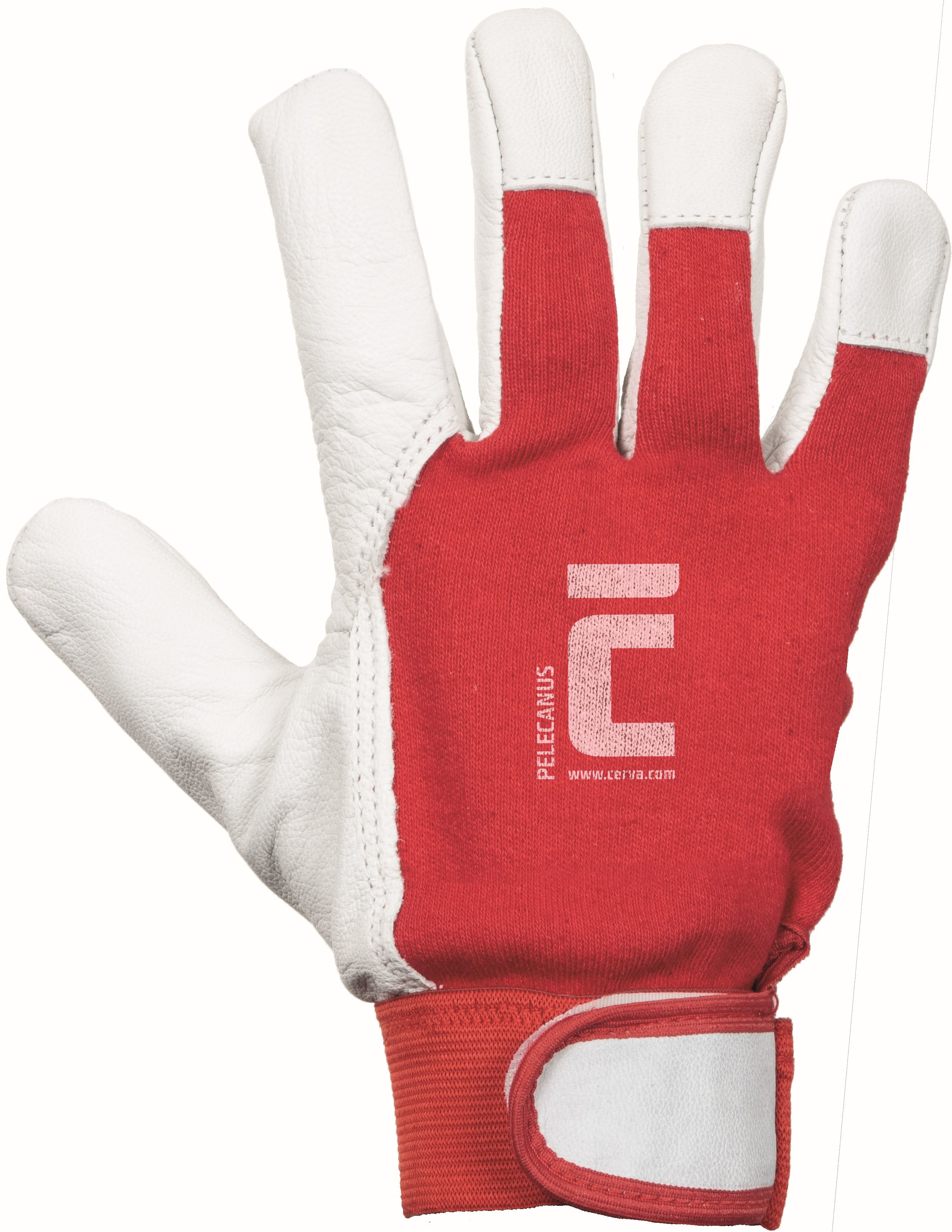 Manusi de protectie, alb cu rosu, marimea 9, Pelecanus