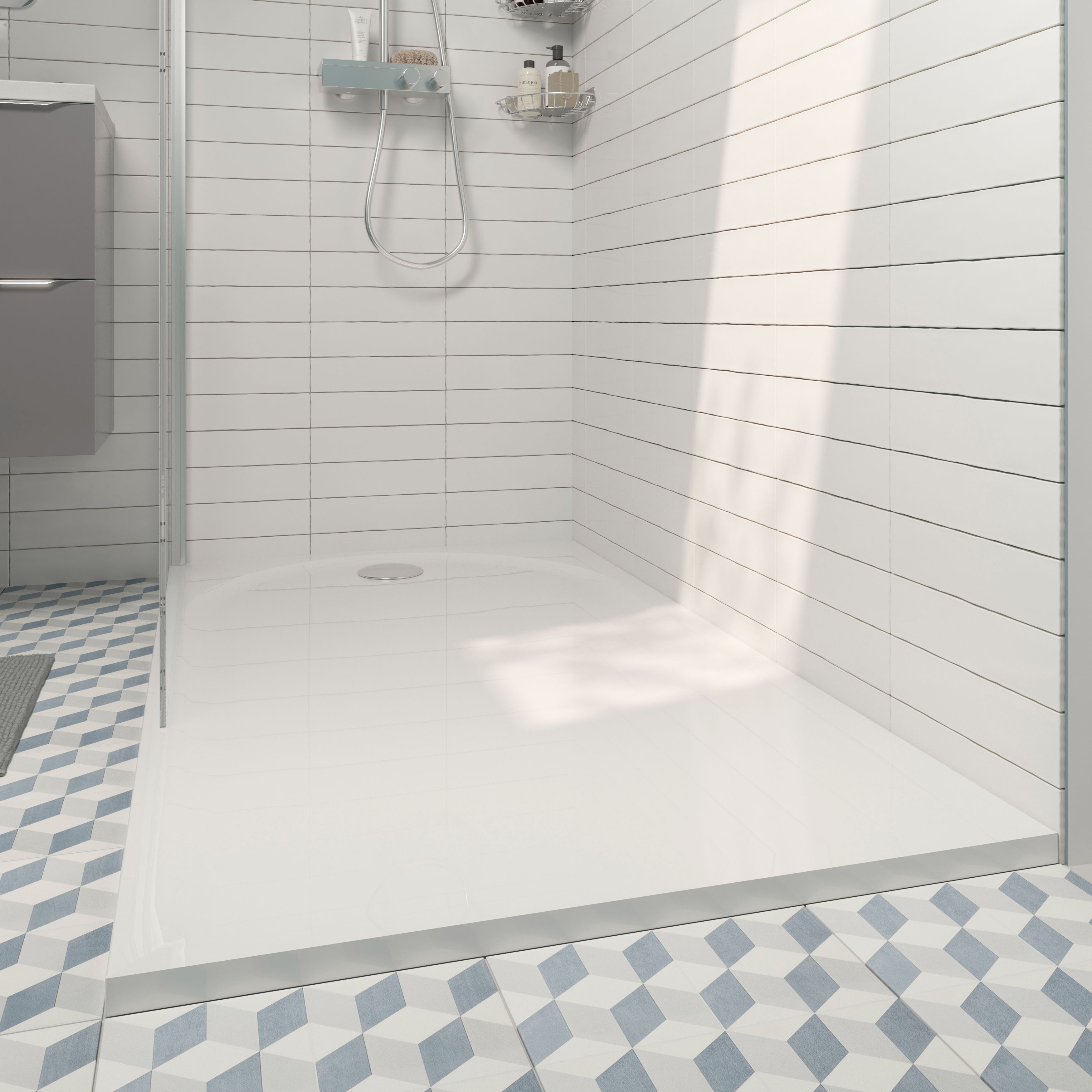 Cadita dus GoodHome Cavally, dreptunghiulara, compozit, 140 x 90 x 3 cm, alb