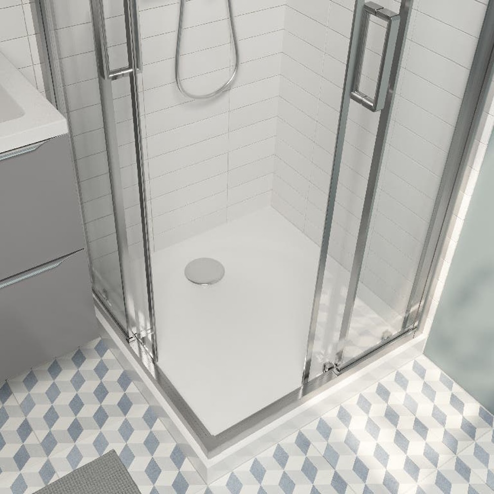 Cadita dus GOODHOME Cavally, patrata, compozit pe baza de rasina, 90 x 90 x 3 cm, alb