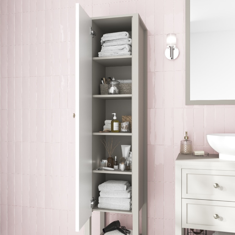 Coloana baie, gri, cu oglinda, 40 x 185 cm  Perma