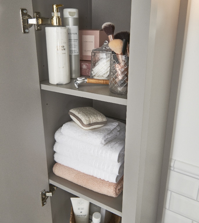 Coloana baie, gri, cu oglinda, 40 x 185 cm  Perma