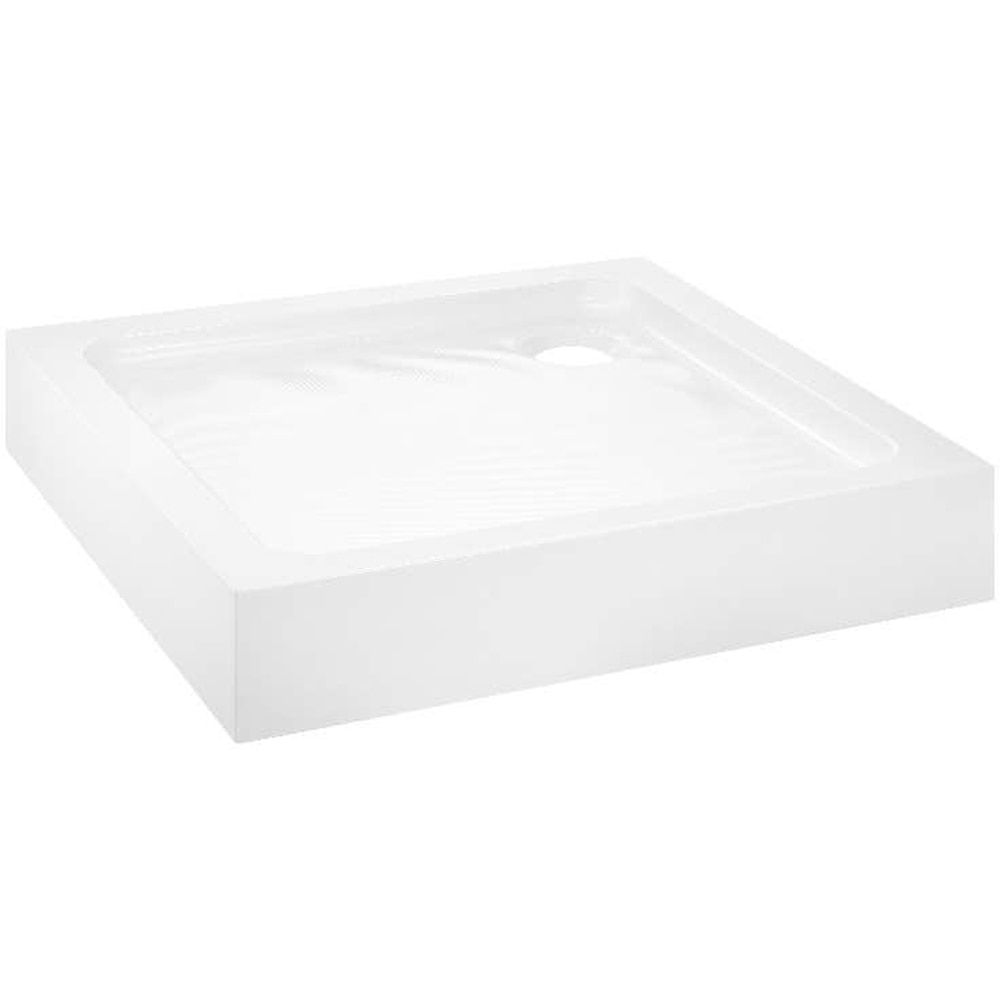 Cadita dus Dommel, patrata, ABS si acril, 70 x 70 x 15 cm, alb