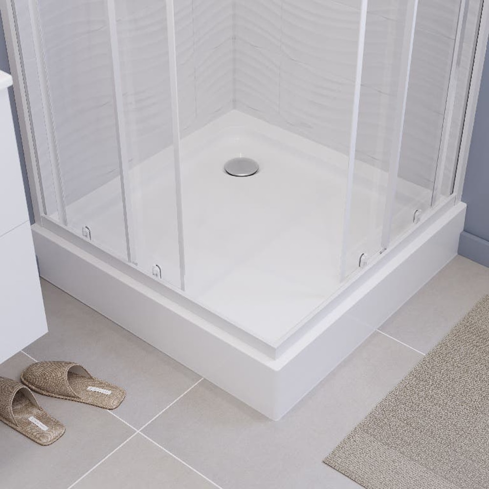 Cadita dus Dommel, patrata, ABS si acril, 90 x 90 x 15 cm, alb