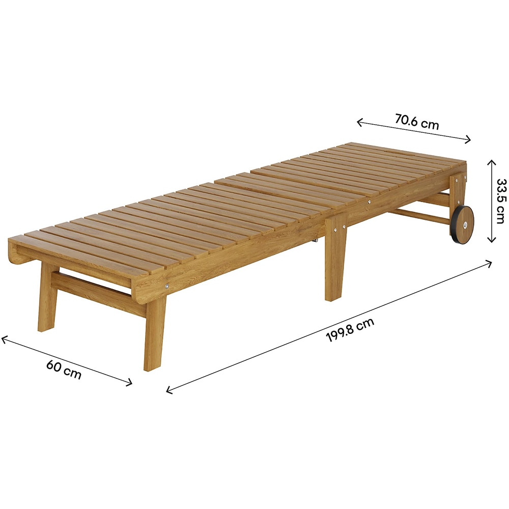 Sezlong gradina GOODHOME Acacia Denia, lemn, 70.6 x 199.8 x 33.5 cm, natur