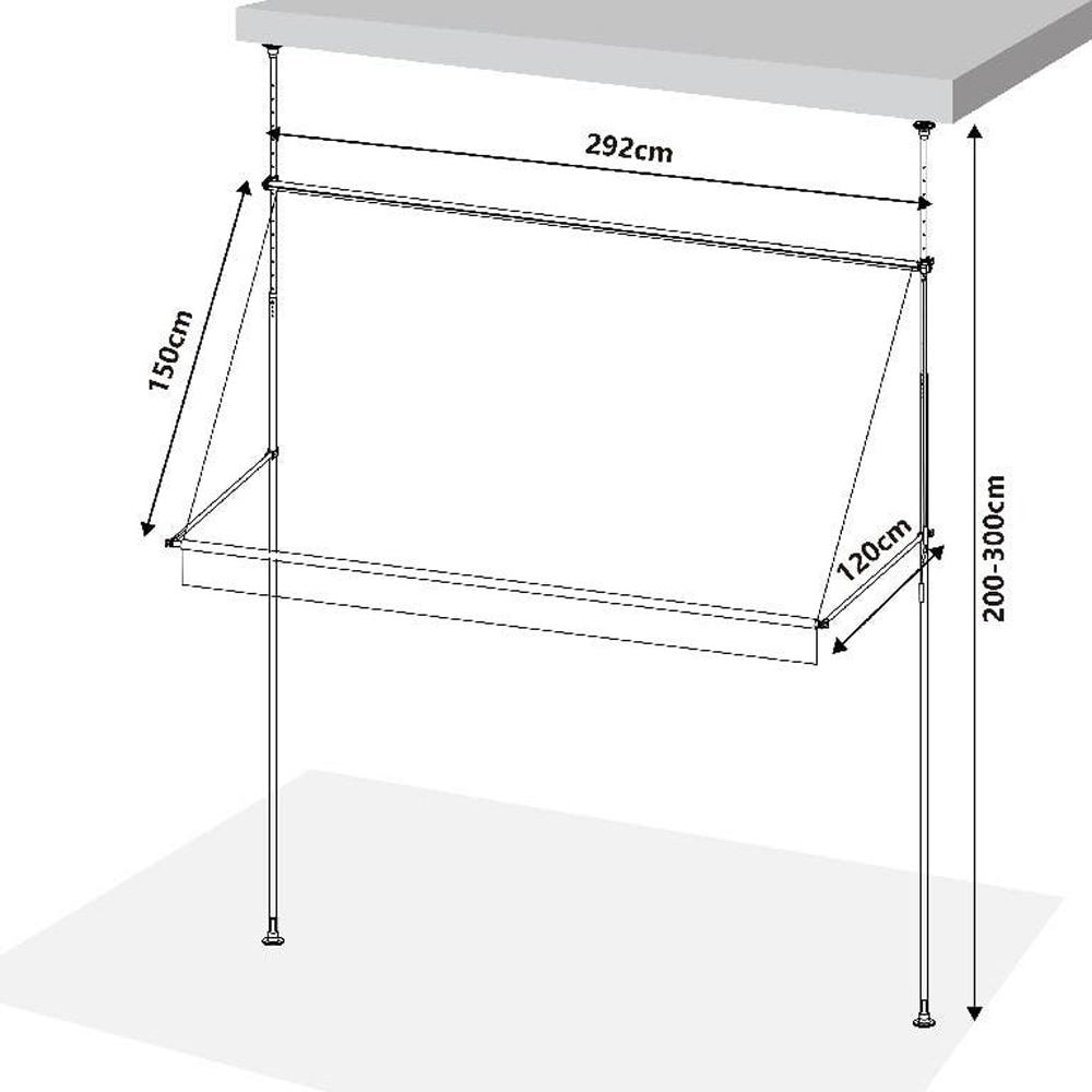 Copertina retractabila, aluminiu, 292 x 120 cm, antracit