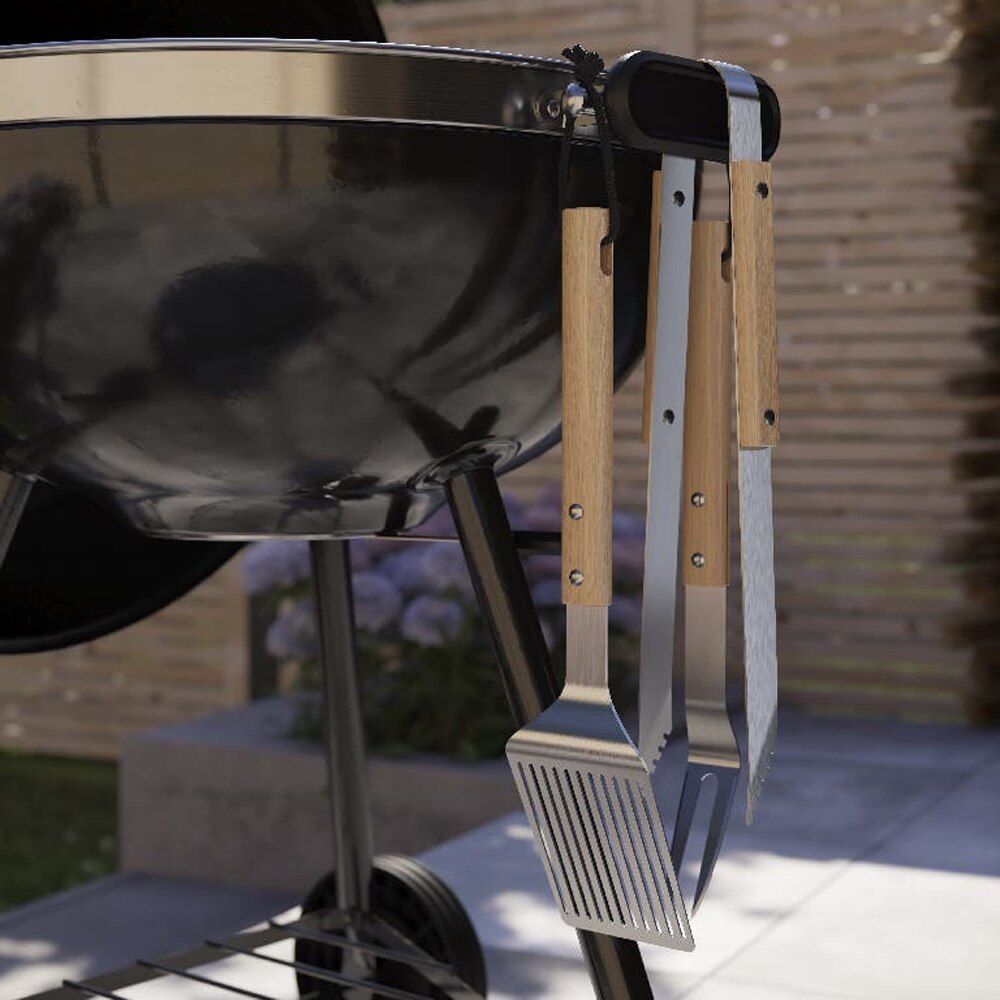 Furculita pentru gratar GOODHOME, otel, 41 cm, bej