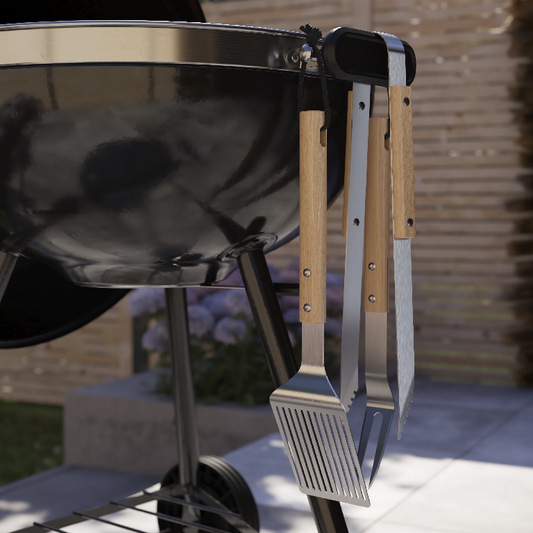 Cleste gratar cu maner din lemn GOODHOME, 40 cm