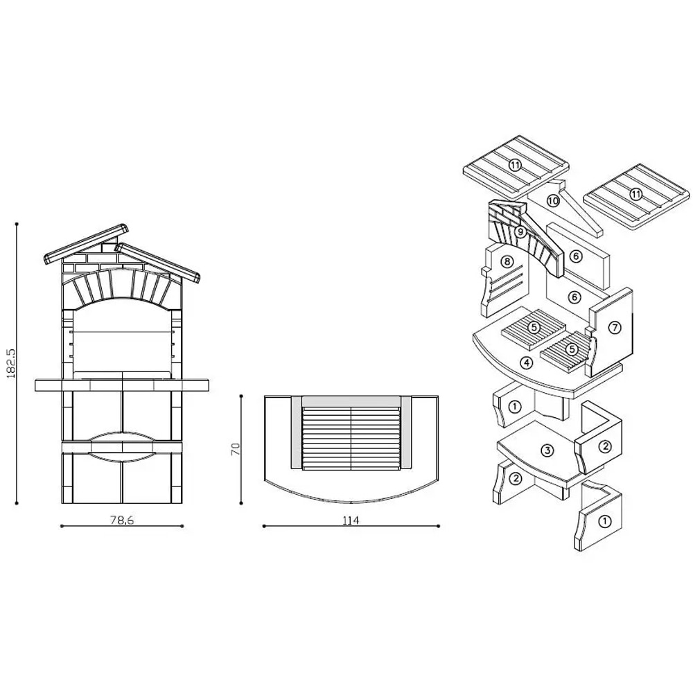 Gratar granule marmura LINEA Garda, 114 x 70 x 182 cm, bej