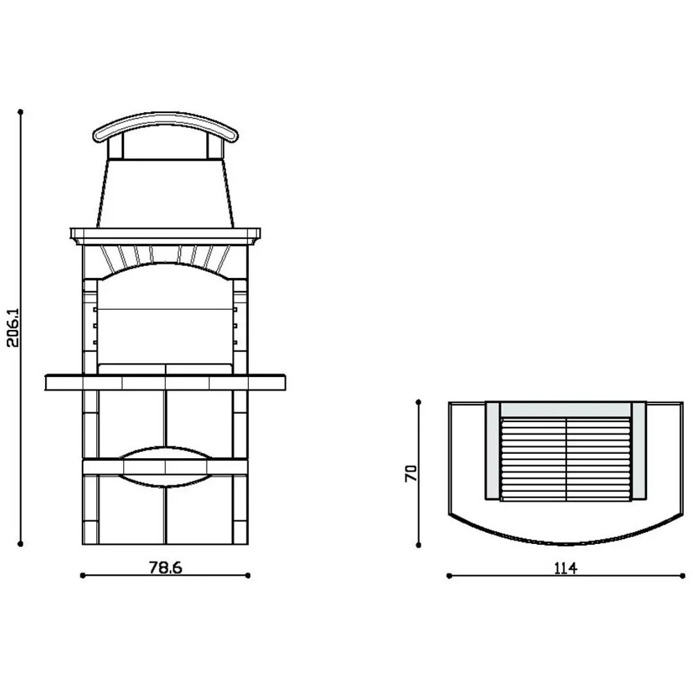 Gratar granule marmura LINEA Salo, 114 x 76 x 206 cm, gri
