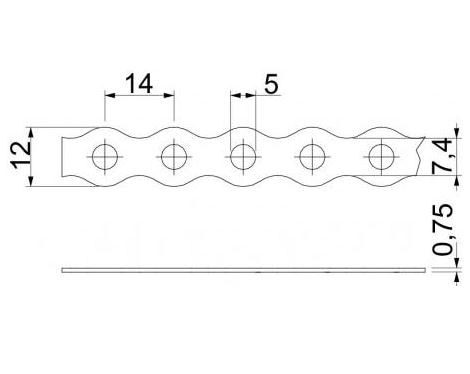Banda montaj ondulata OBO, 100x1.2 cm
