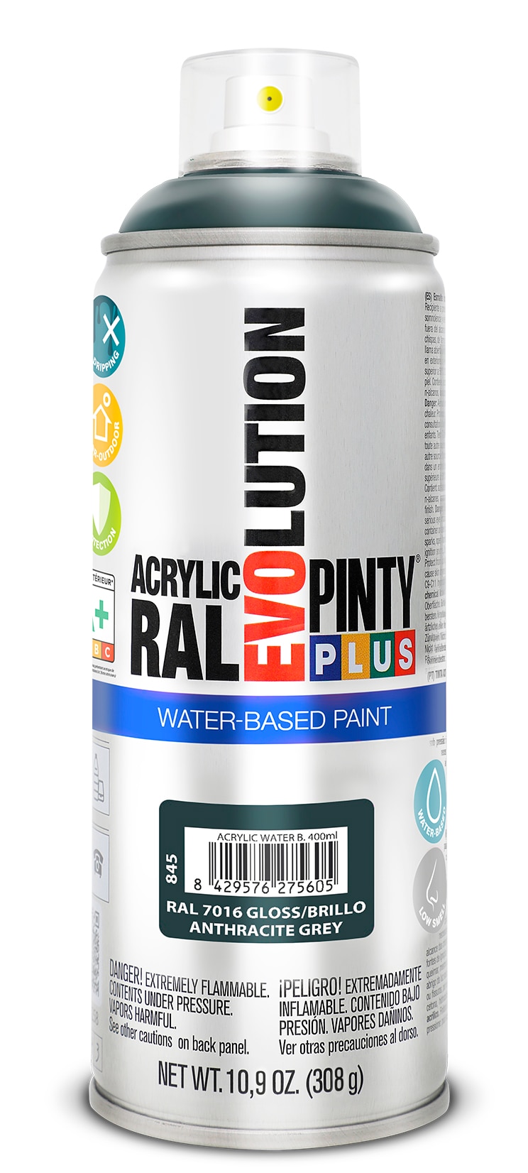 Vopsea spray acrilica PINTYPLUS Evolution, RAL 7016, gri antracit, 400ml