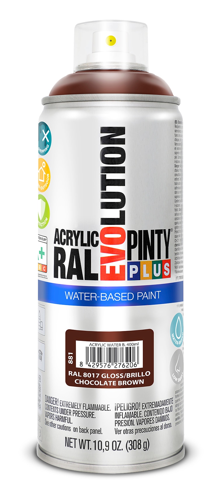 Vopsea spray acrilica PINTYPLUS Evolution, RAL 8017, maron ciocolata, 400ml