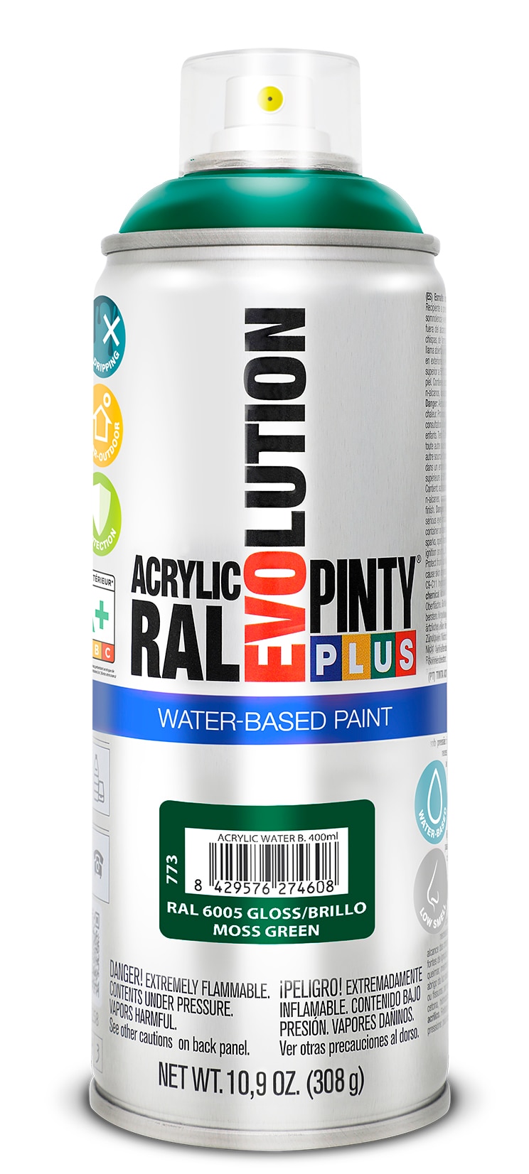 Vopsea spray acrilica PINTYPLUS Evolution, RAL 6005, verde muschi, 400ml