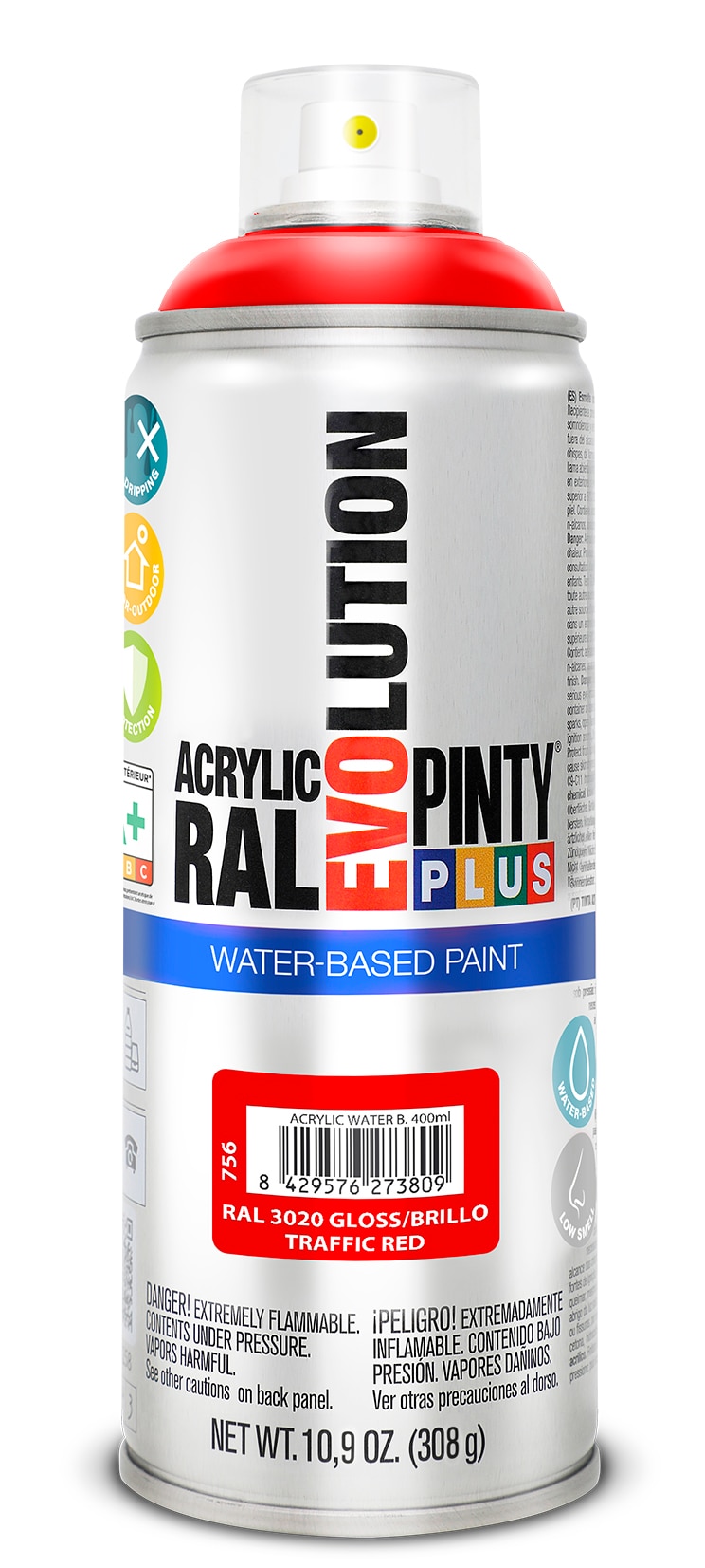 Vopsea spray acrilica PINTYPLUS Evolution, RAL 9005, rosu, 400ml