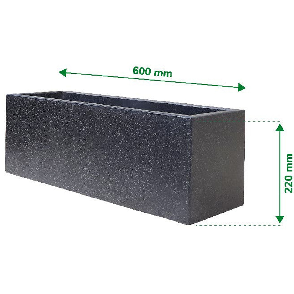 Jardiniera flori VERVE, ciment, 60 x 22 x 22 cm, gri inchis