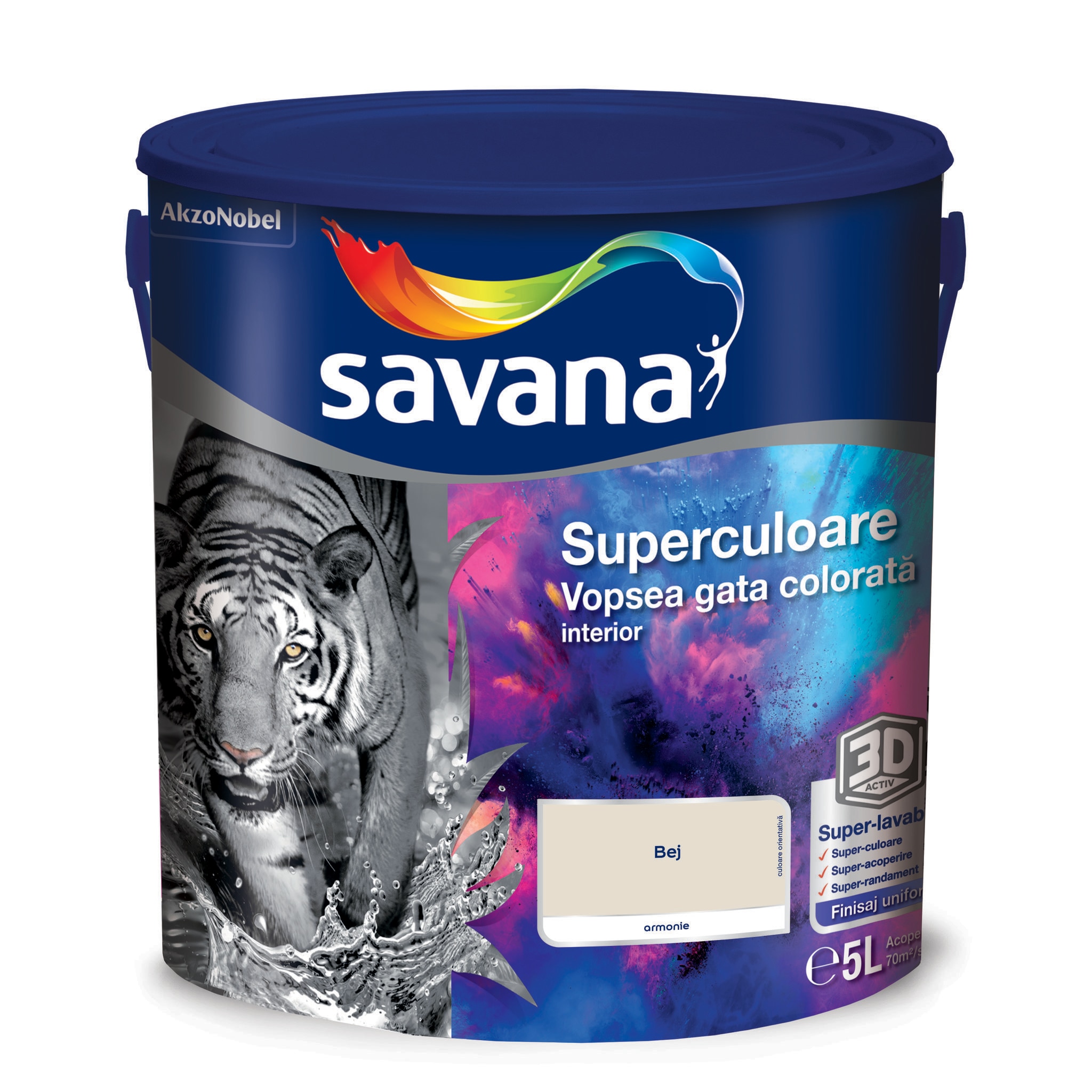 Vopsea lavabila Savana Superculoare, bej, 5 L, Interior