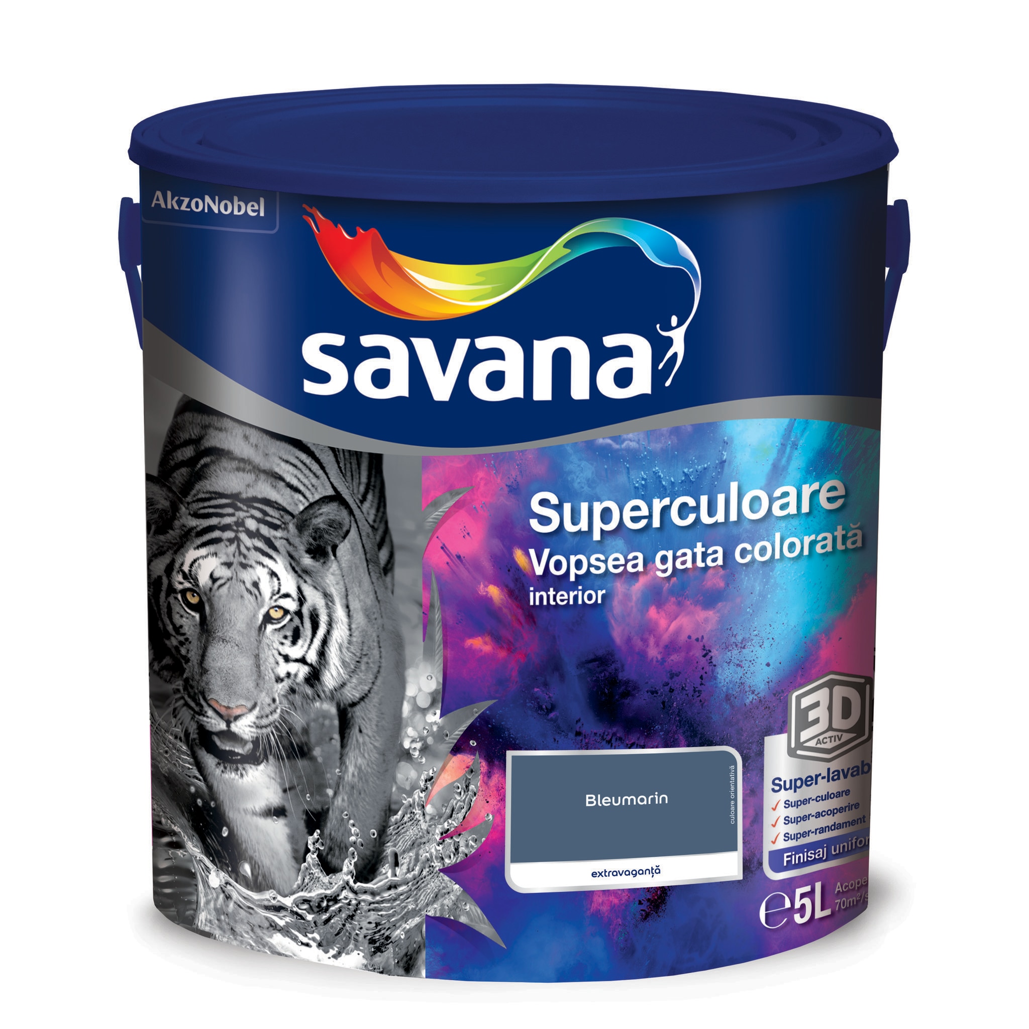 Vopsea lavabila Savana Superculoare, bleumarin, 5 L, Interior