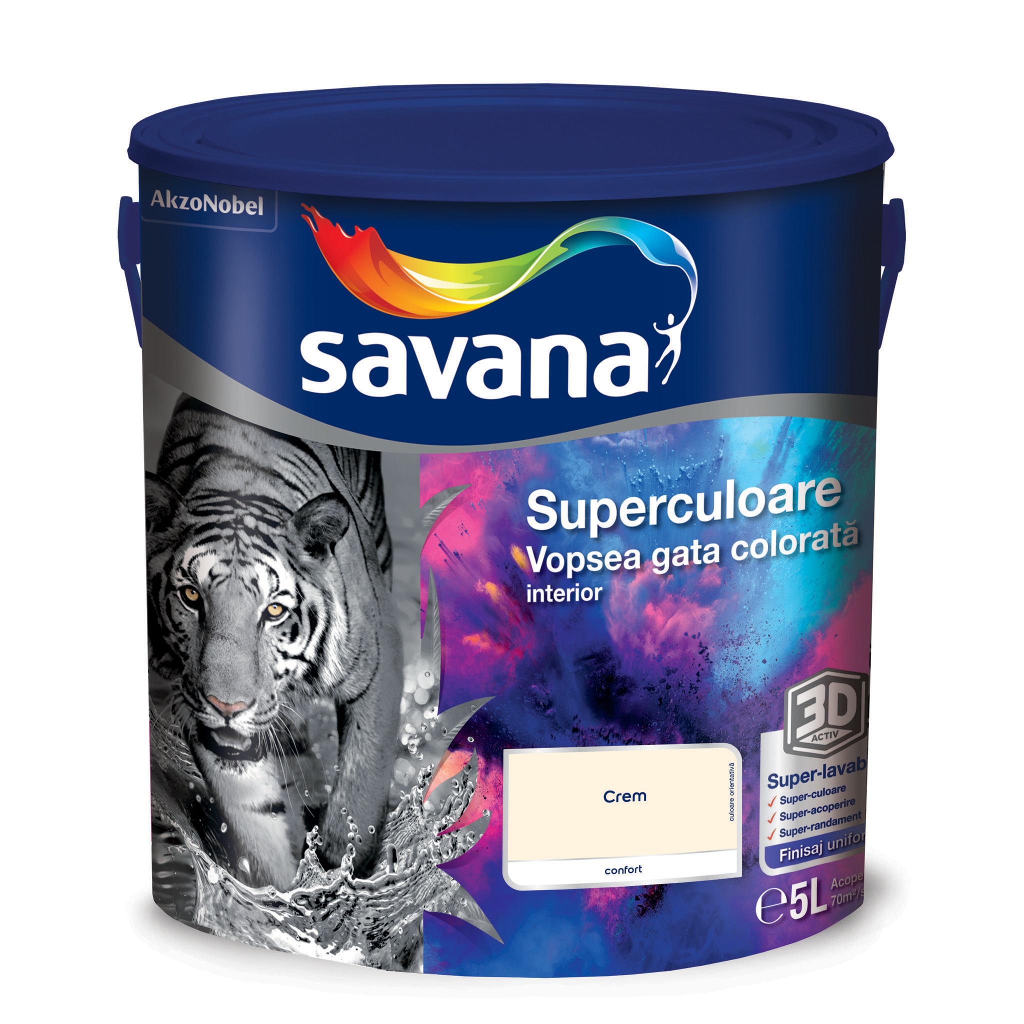 Vopsea lavabila Savana Superculoare, crem, 5 L, Interior