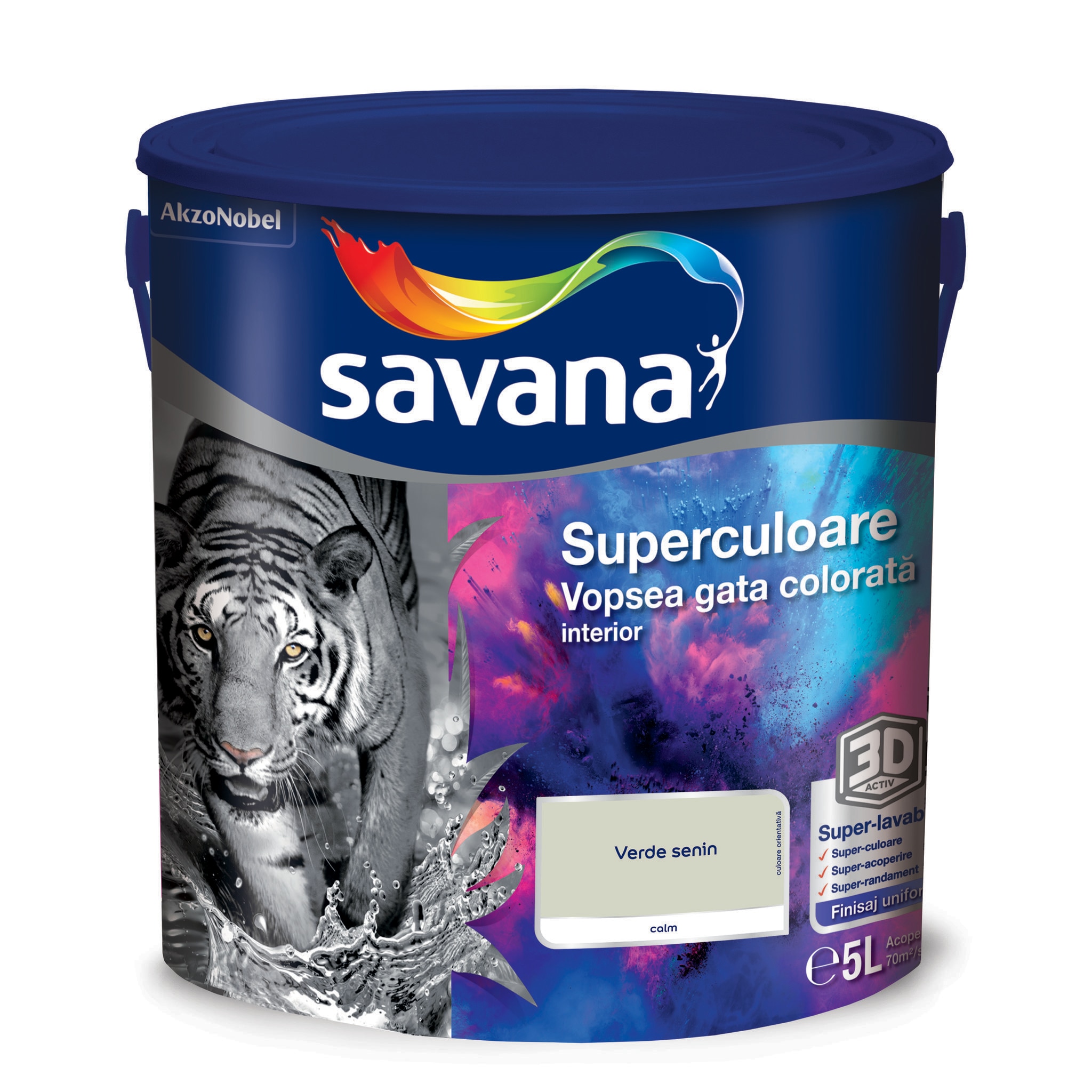 Vopsea lavabila Savana Superculoare, verde, 5 L, Interior