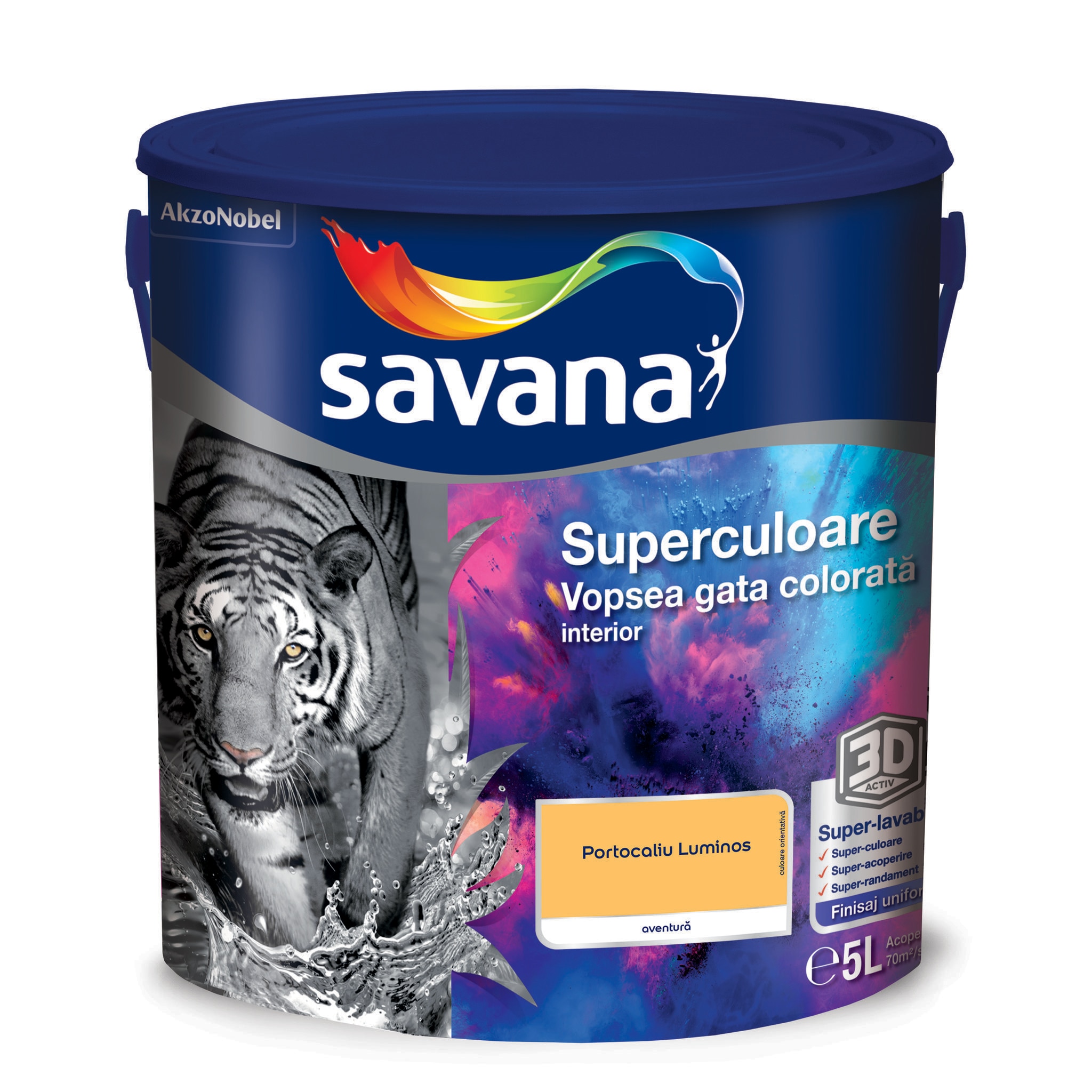 Vopsea lavabila Savana Superculoare, portocaliu, 5 L, Interior