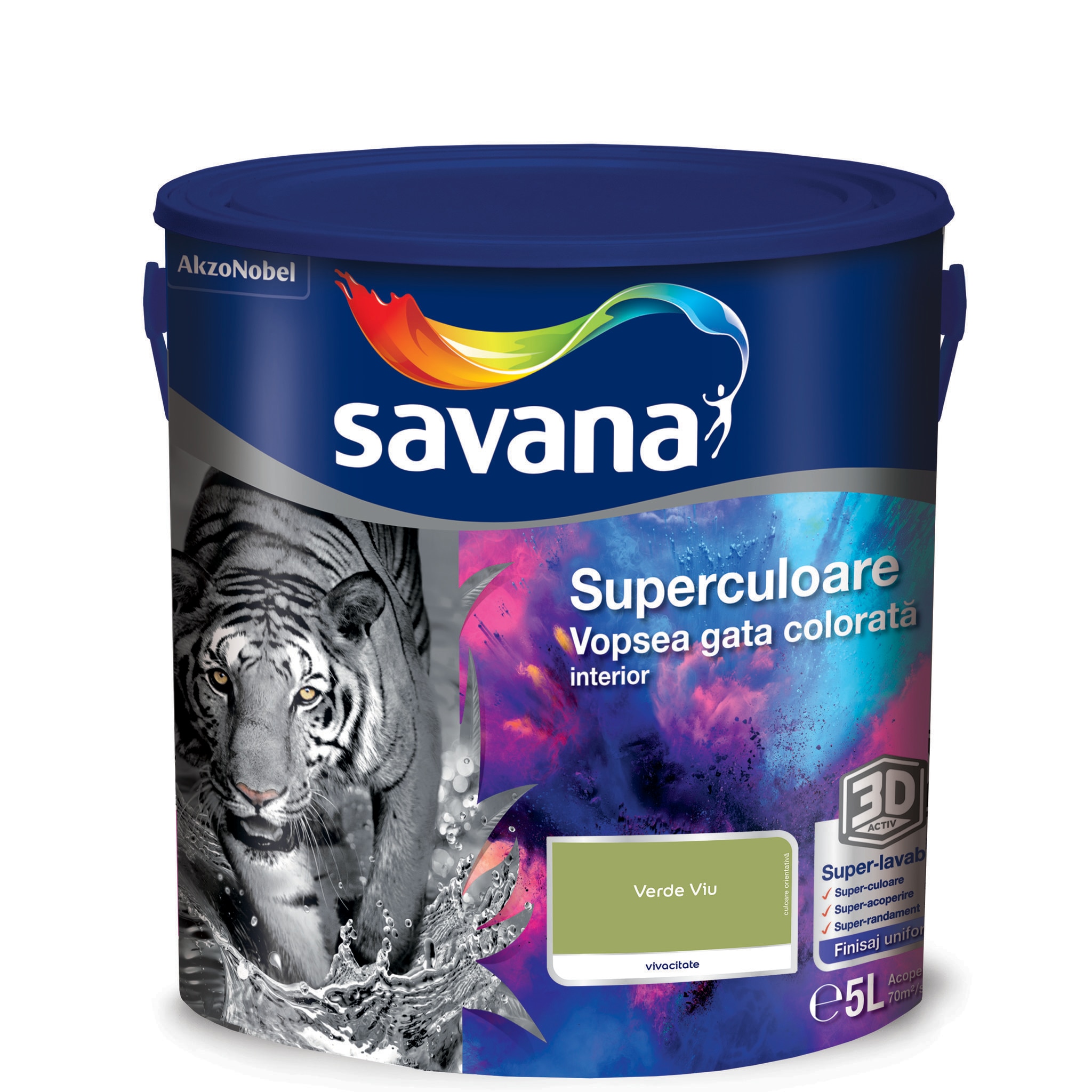 Vopsea lavabila Savana Superculoare, verde, 5 L, Interior