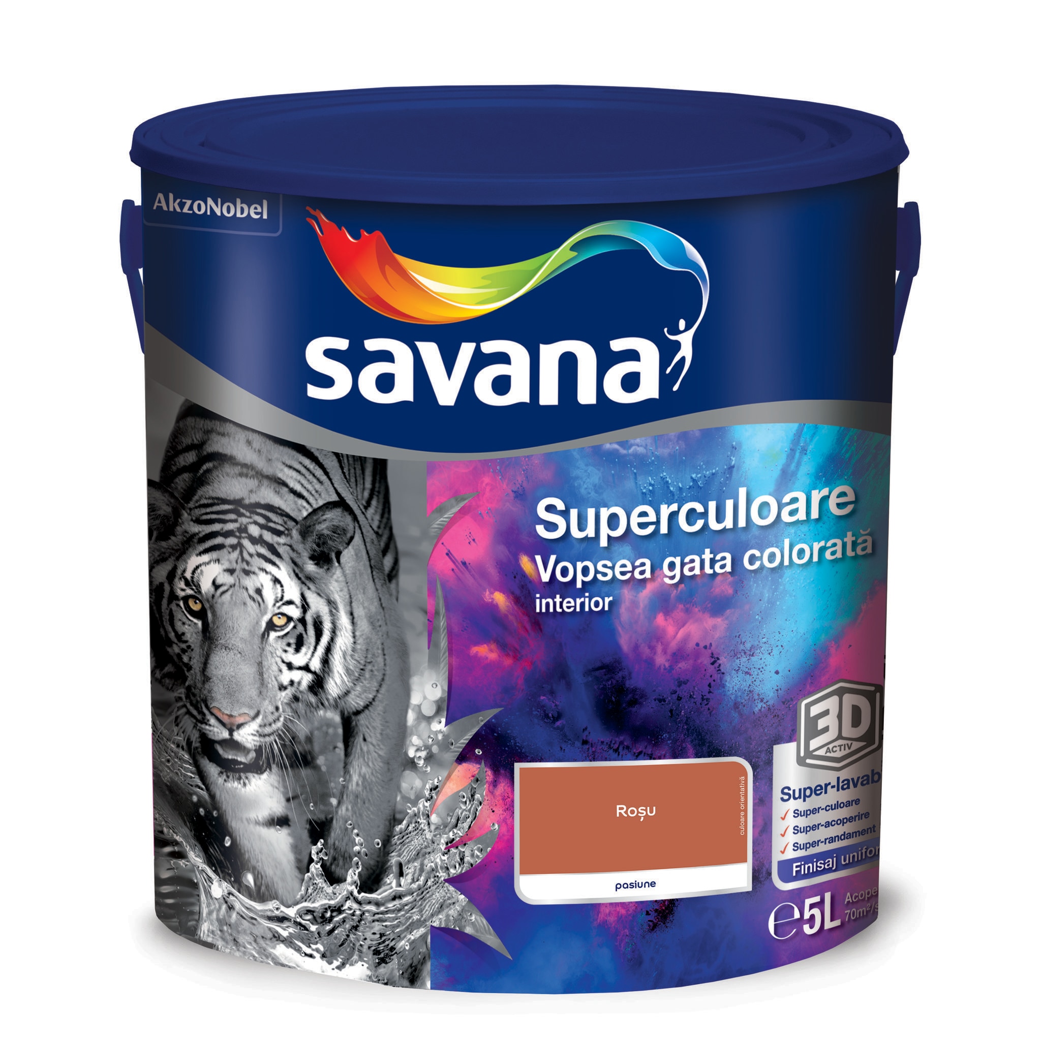 Vopsea lavabila Savana Superculoare, rosu, 5 L, Interior