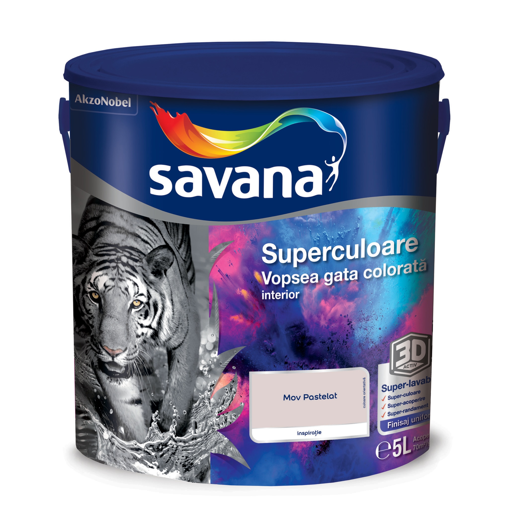 Vopsea lavabila Savana Superculoare, mov, 5 L, Interior