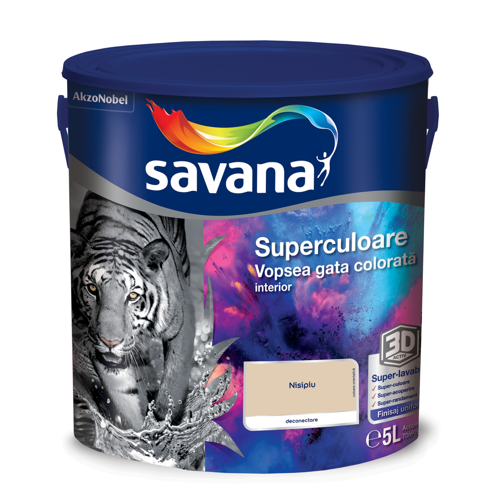 Vopsea lavabila Savana Superculoare, crem, 5 L, Interior