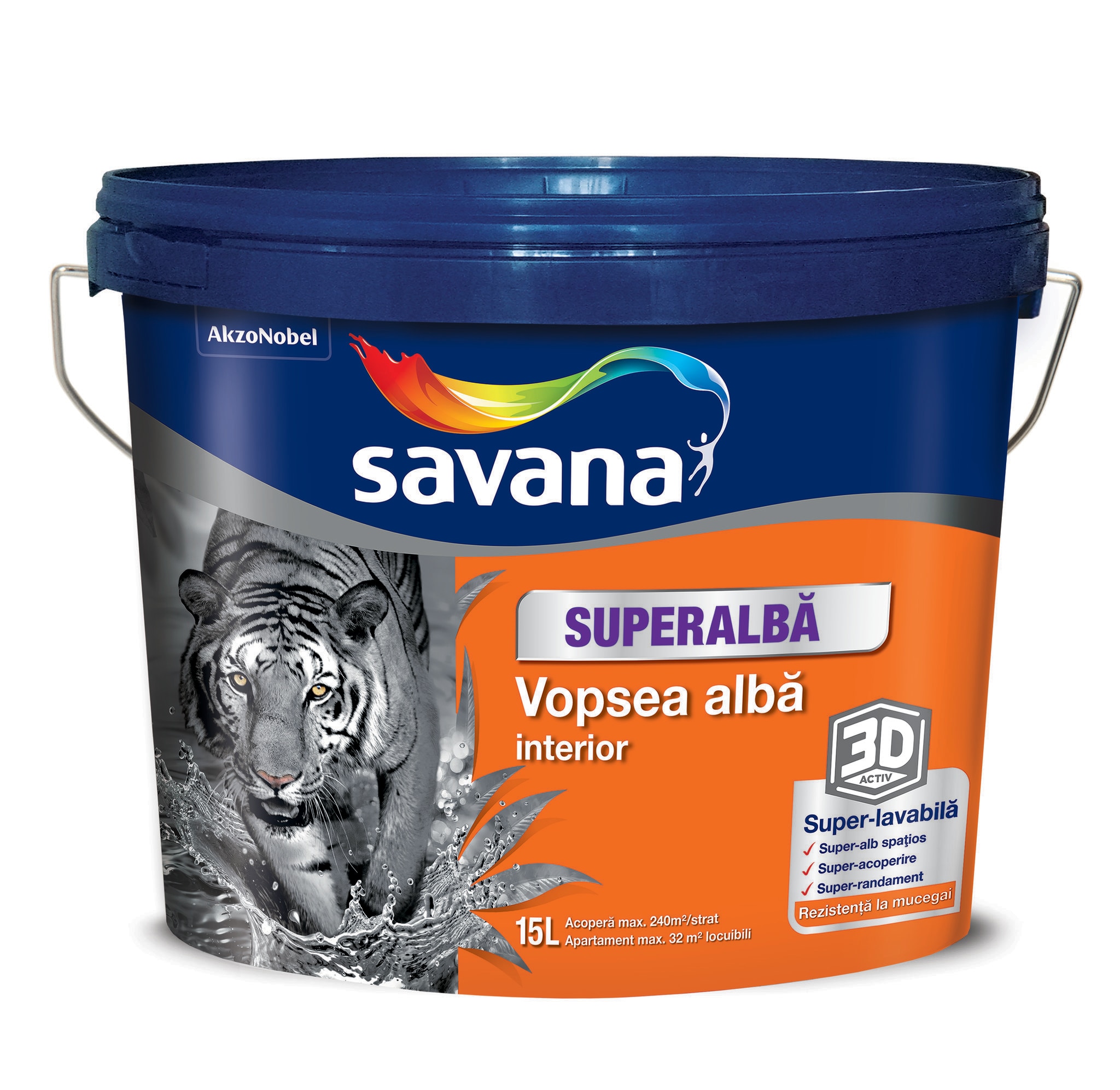 Vopsea lavabila Savana Superalba, alb, 15 L, Interior