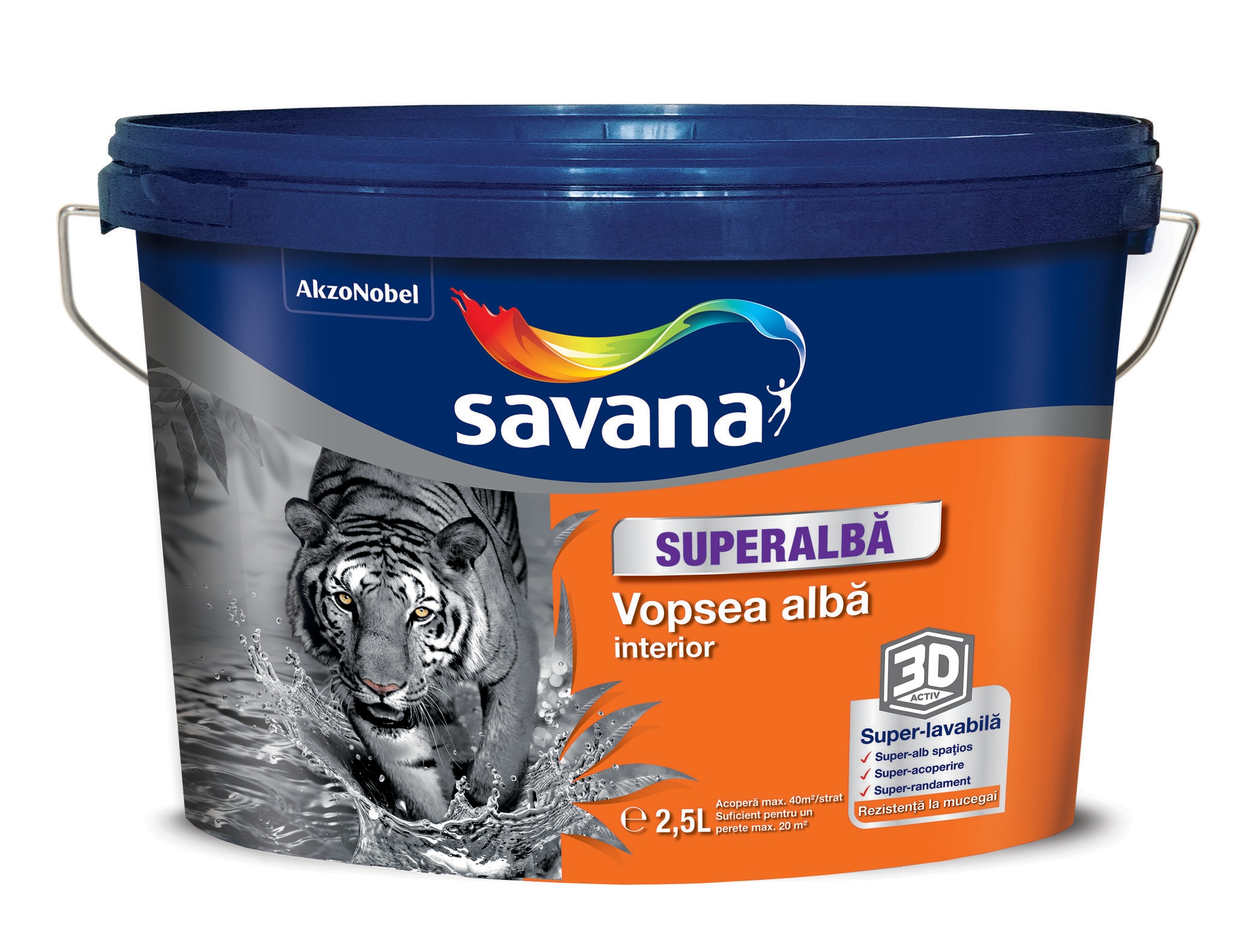 Vopsea lavabila Savana Superalba, alb, 2.5 L, Interior