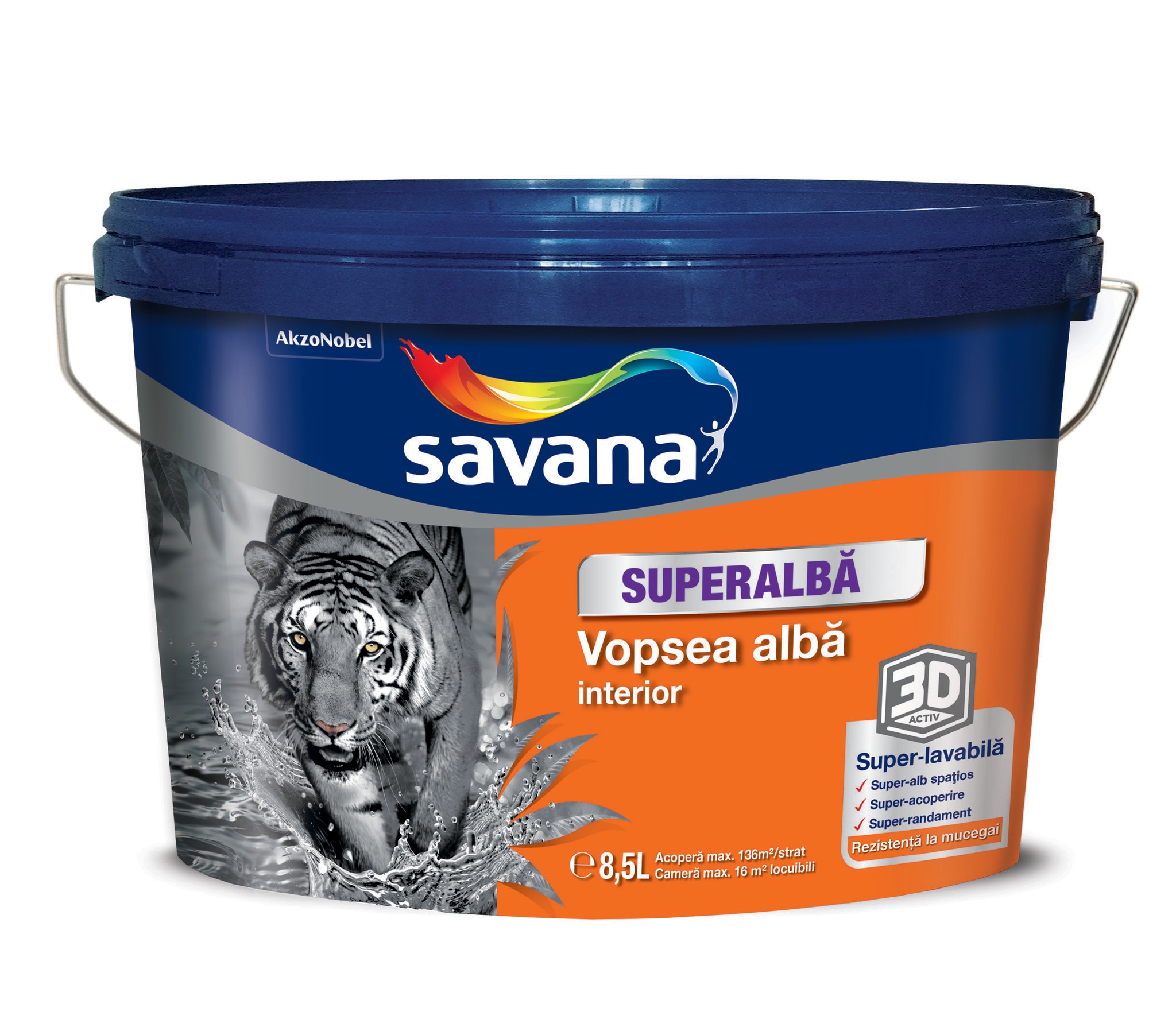 Vopsea lavabila Savana Superalba, alb, 8.5 L, Interior