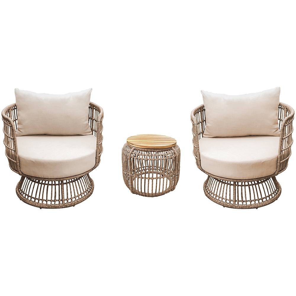 Set mobilier gradina GOODHOME Palm, 3 piese, maro deschis