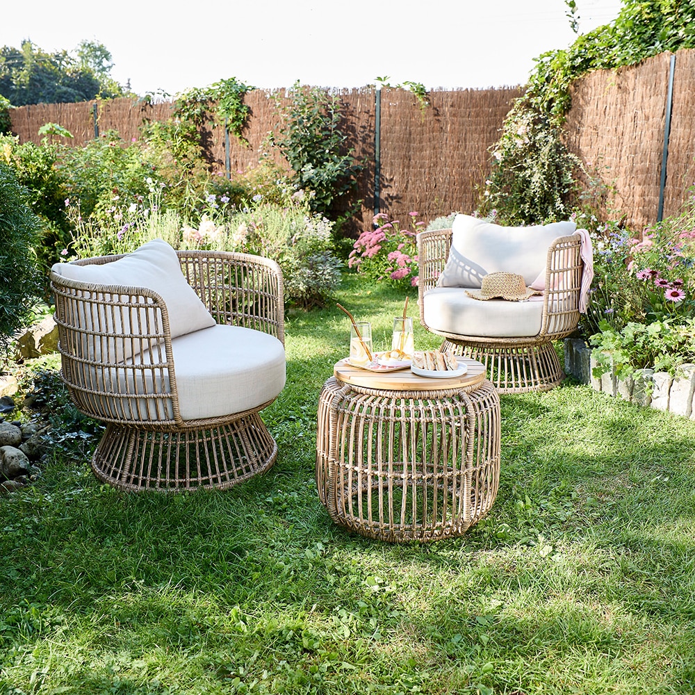 Set mobilier gradina GOODHOME Palm, 3 piese, maro deschis