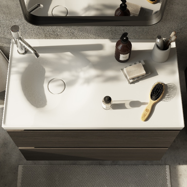 Lavoar baie GOODHOME Kentia, ceramica, 80.6 x 45.2 cm, alb mat