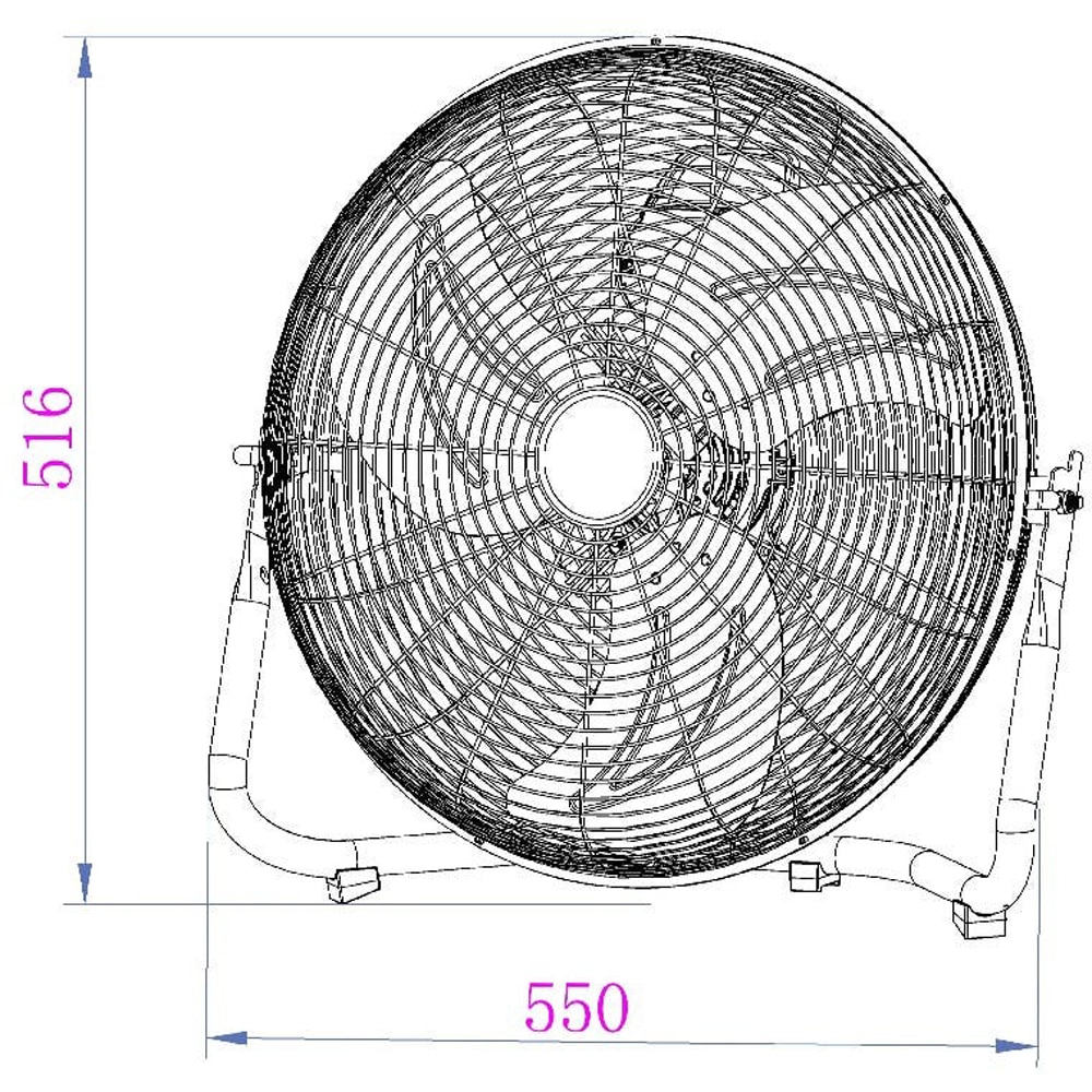 Ventilator de podea, 3 trepte de viteza, 100W, argintiu
