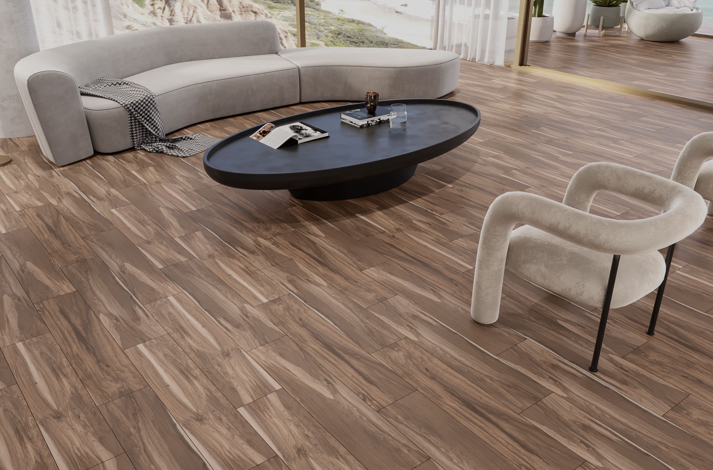 Gresie interior/exterior Ambier, maro, 90 x 20 cm, mata, 0.72 mp/cutie