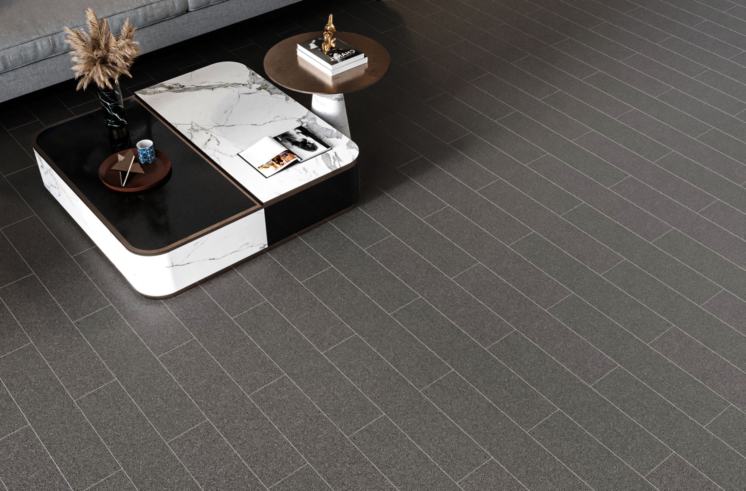 Gresie interior/exterior Noir, negru, 90 x 20 cm, mata, 0.72 mp/cutie