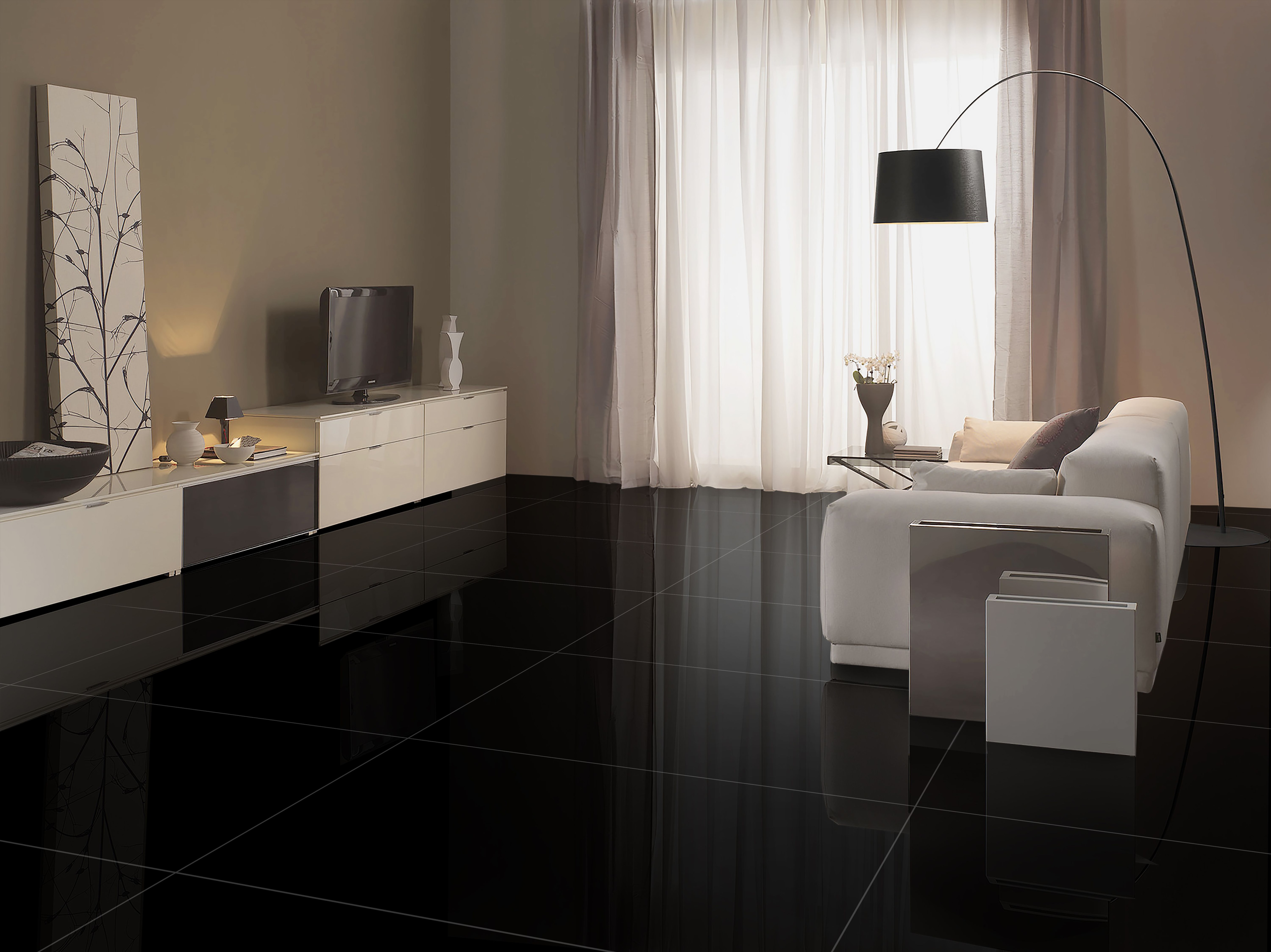 Gresie interior/exterior Plain, negru, 120 x 60 cm, suprafata 1,44 mp/cutie