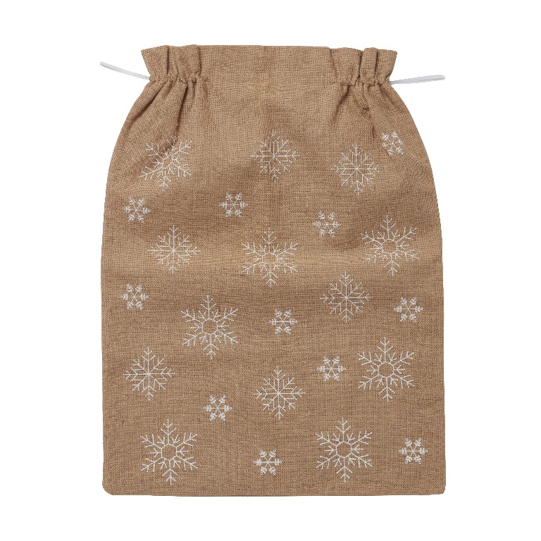 Husa cadouri Craciun, model fulgi de nea, 80 x 60 cm, maro