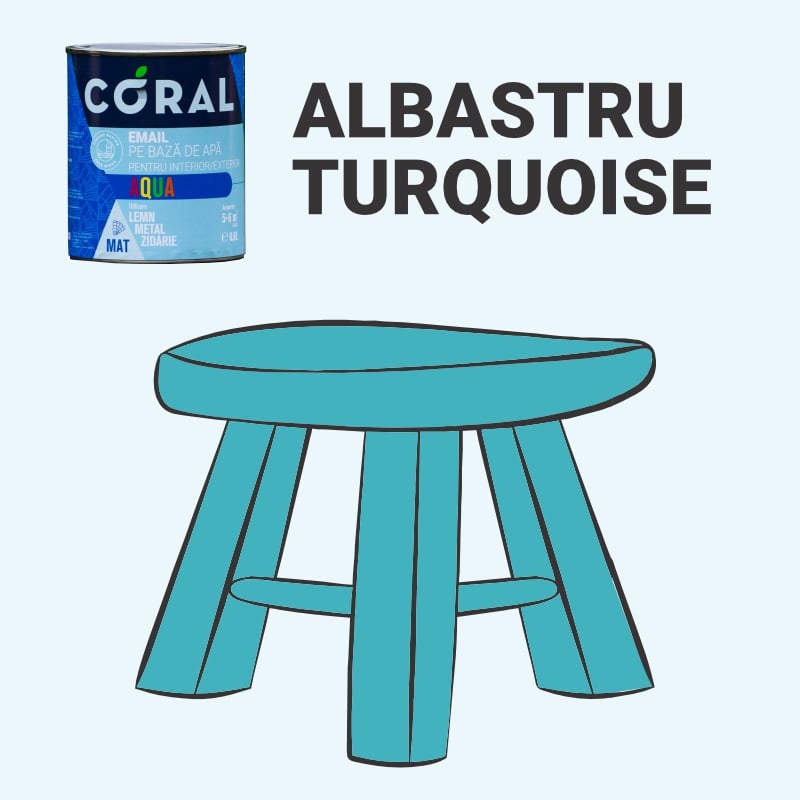 Email pe baza de apa CORAL Aqua, Albastru Turcoise, 0.6L