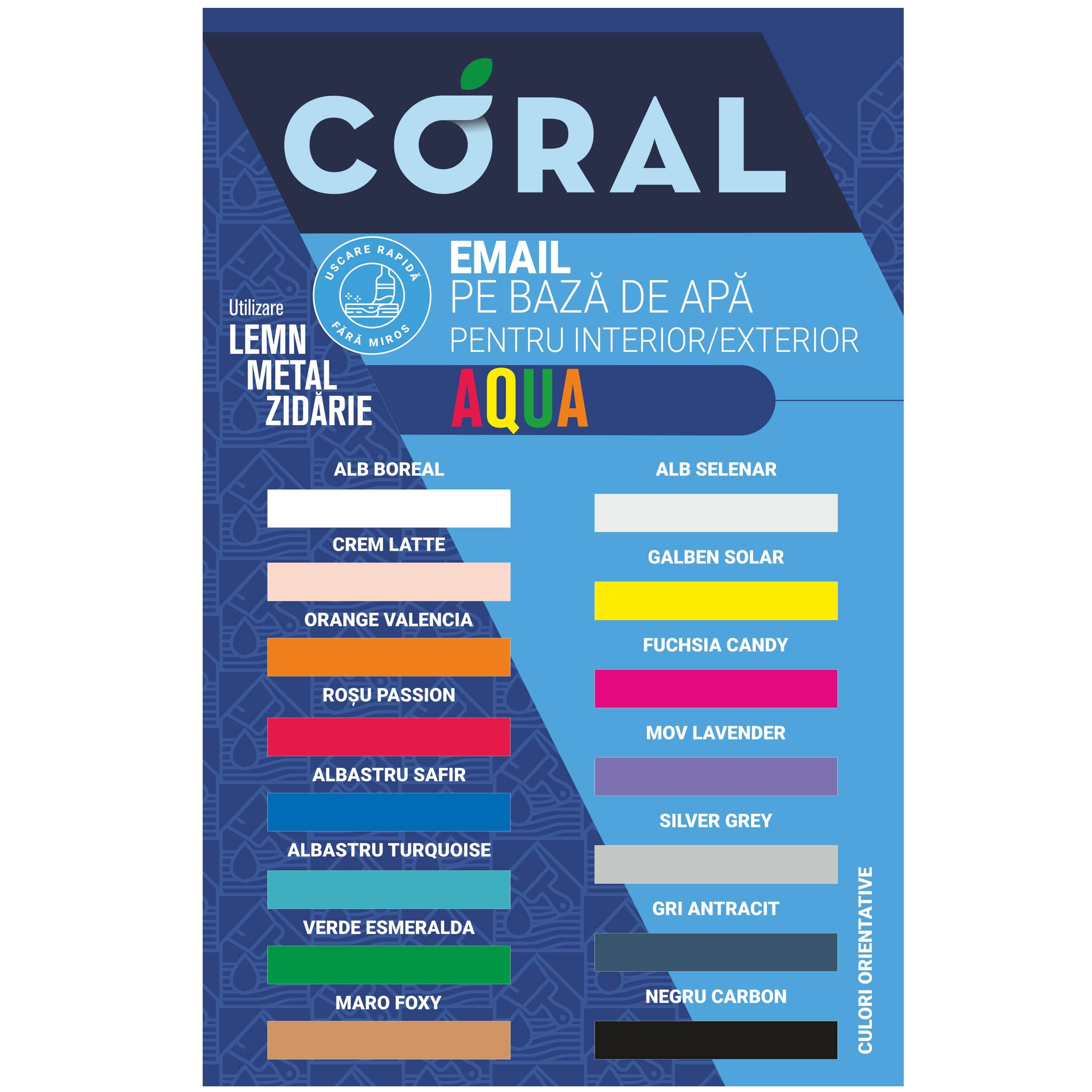 Email pe baza de apa CORAL Aqua, Rosu Passion, 0.6L