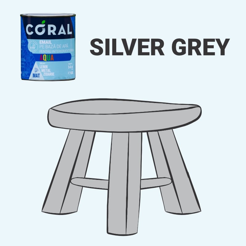 Email pe baza de apa CORAL Aqua, argintiu, 0.6L