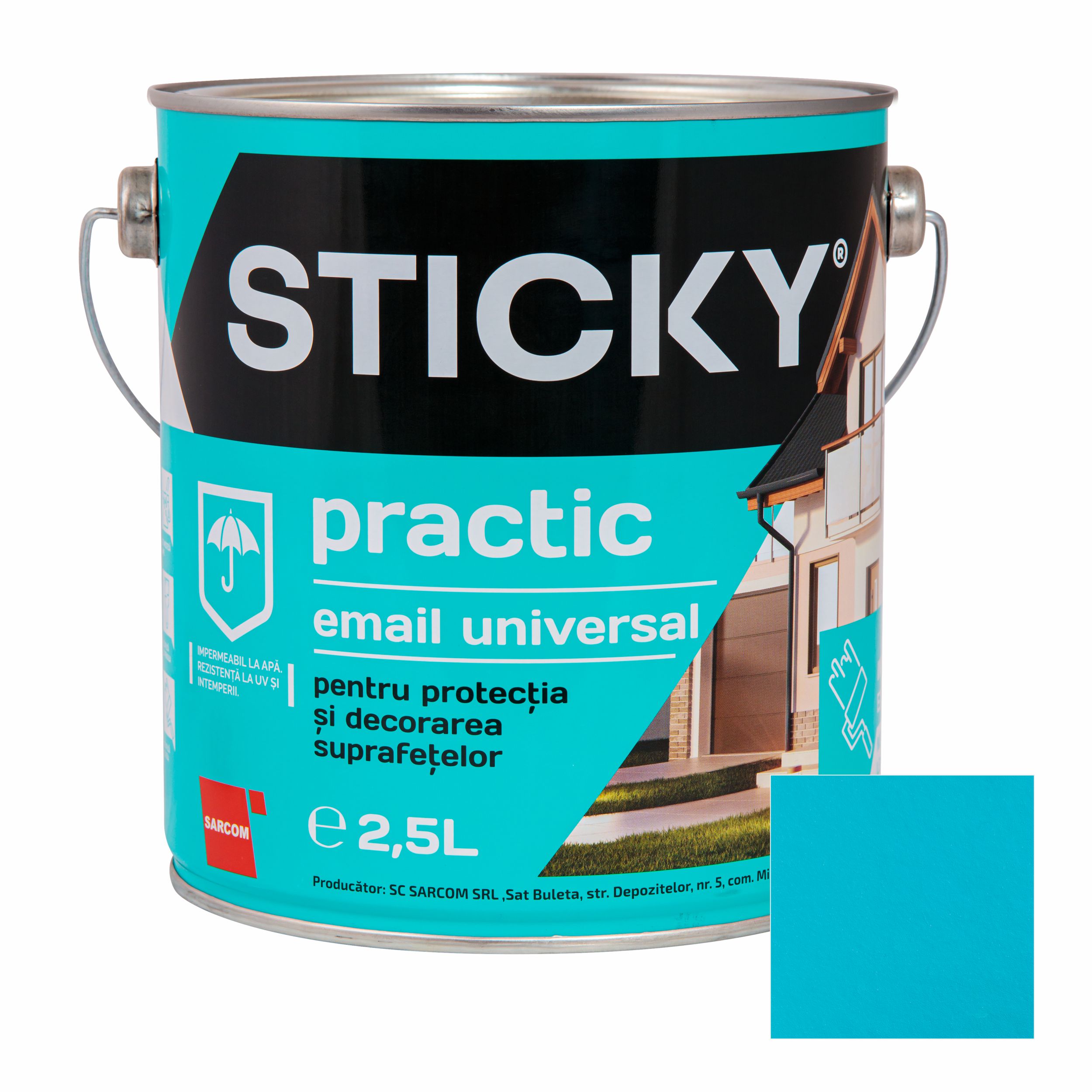 Vopsea Alchidica, Bleu, 2.5L   Sticky Practic