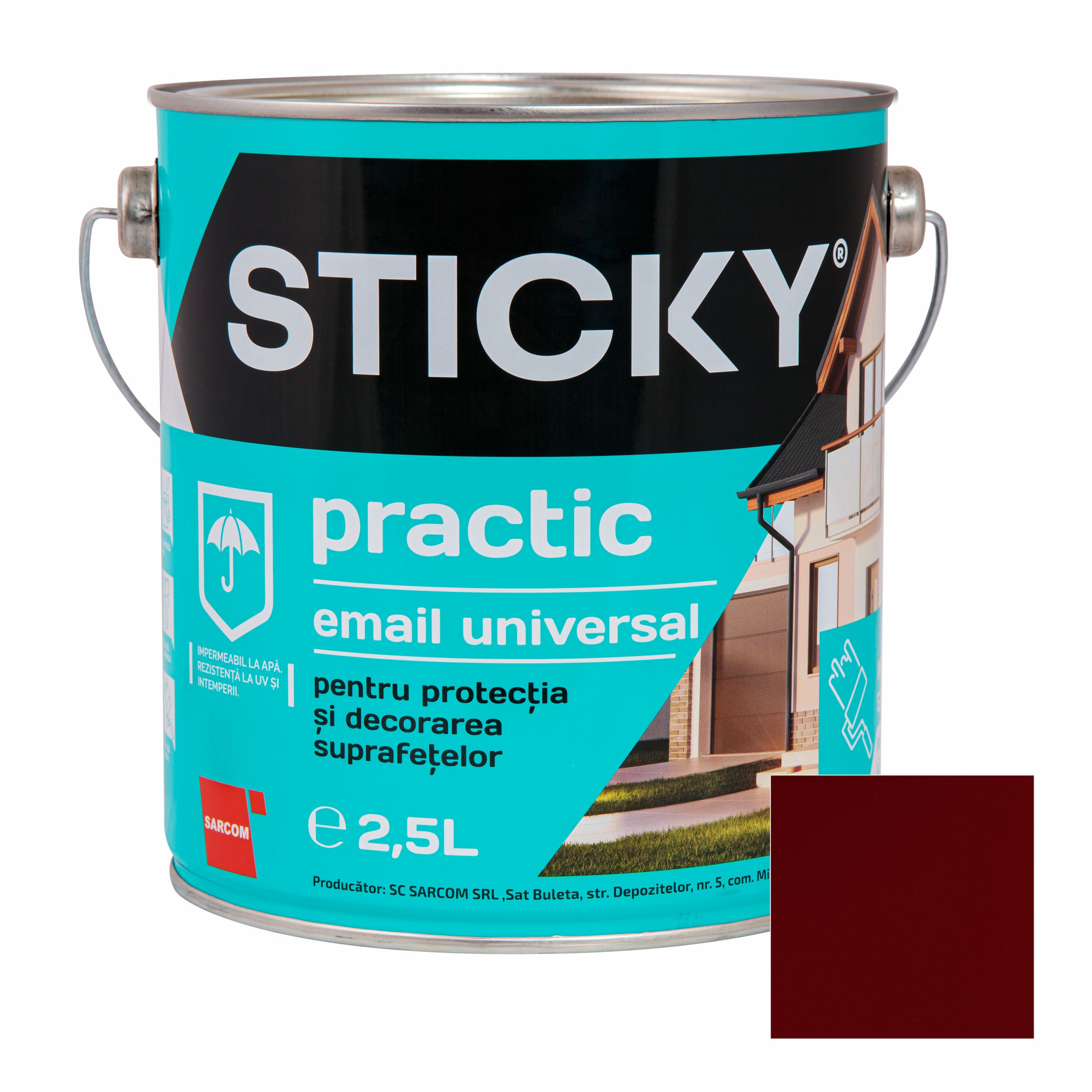 Vopsea Alchidica, Rosu, Oxid 2.5L   Sticky Practic