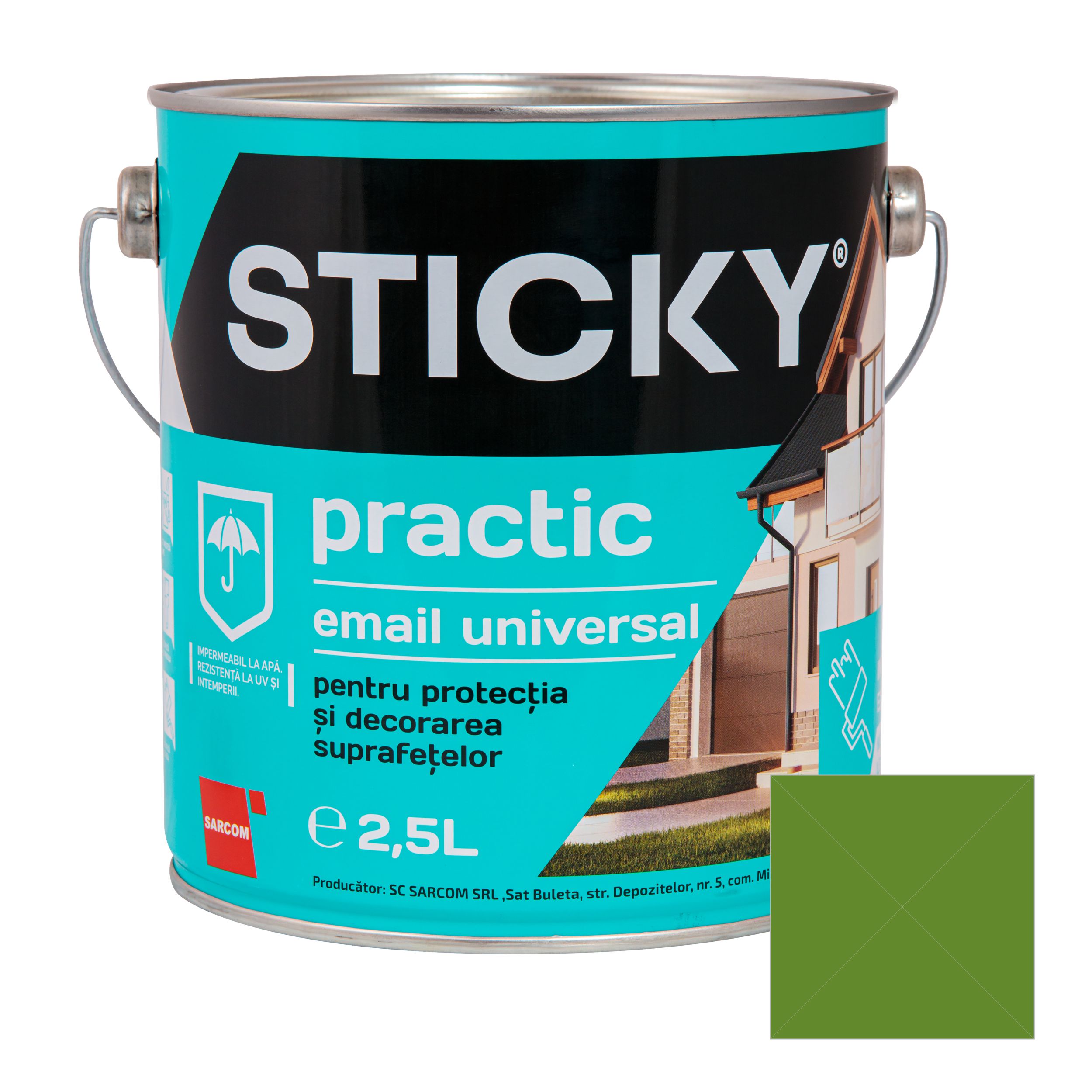 Vopsea Alchidica, interior / exterior, Vernil 2.5L   Sticky Practic