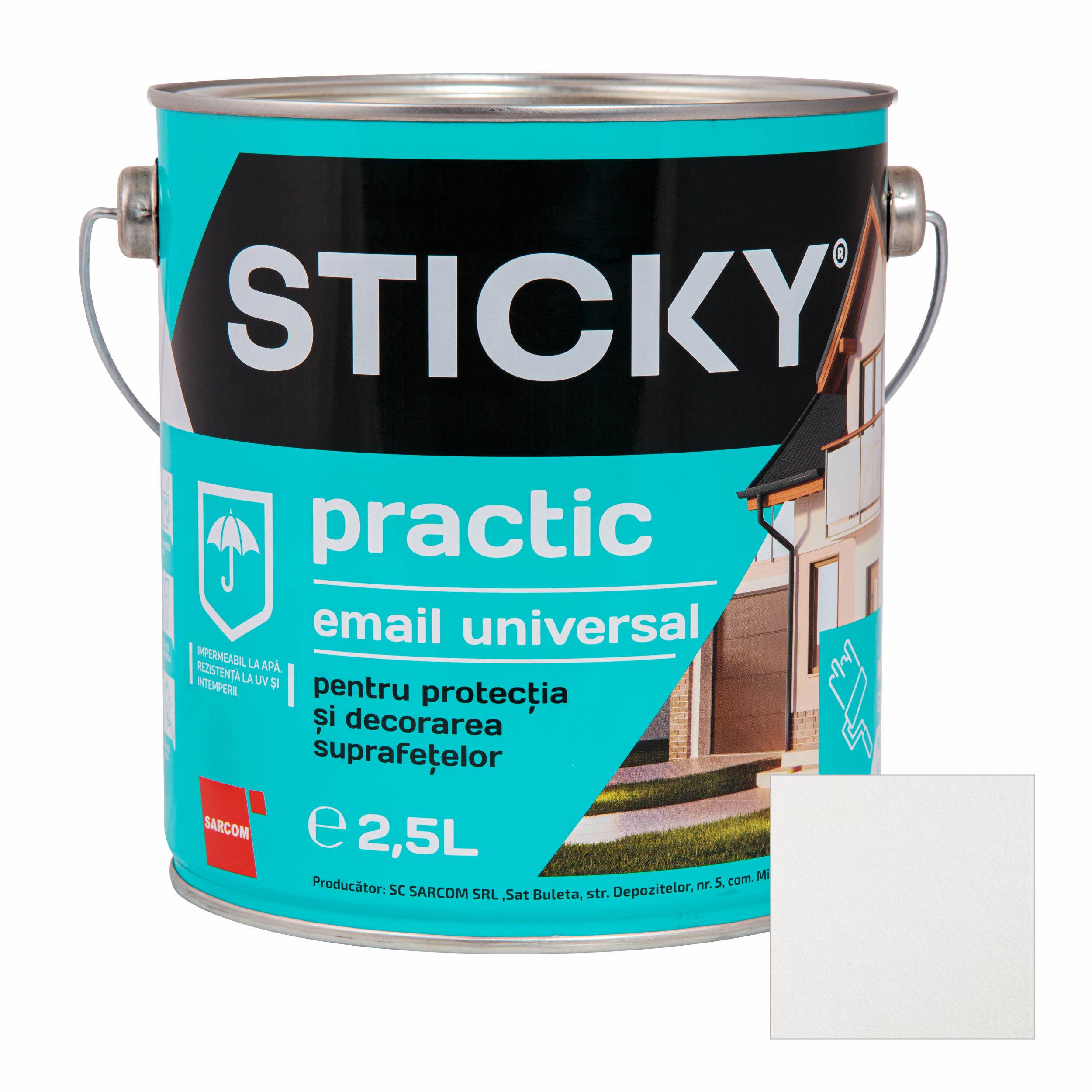 Vopsea Alchidica, Alb, 2.5L   Sticky Practic